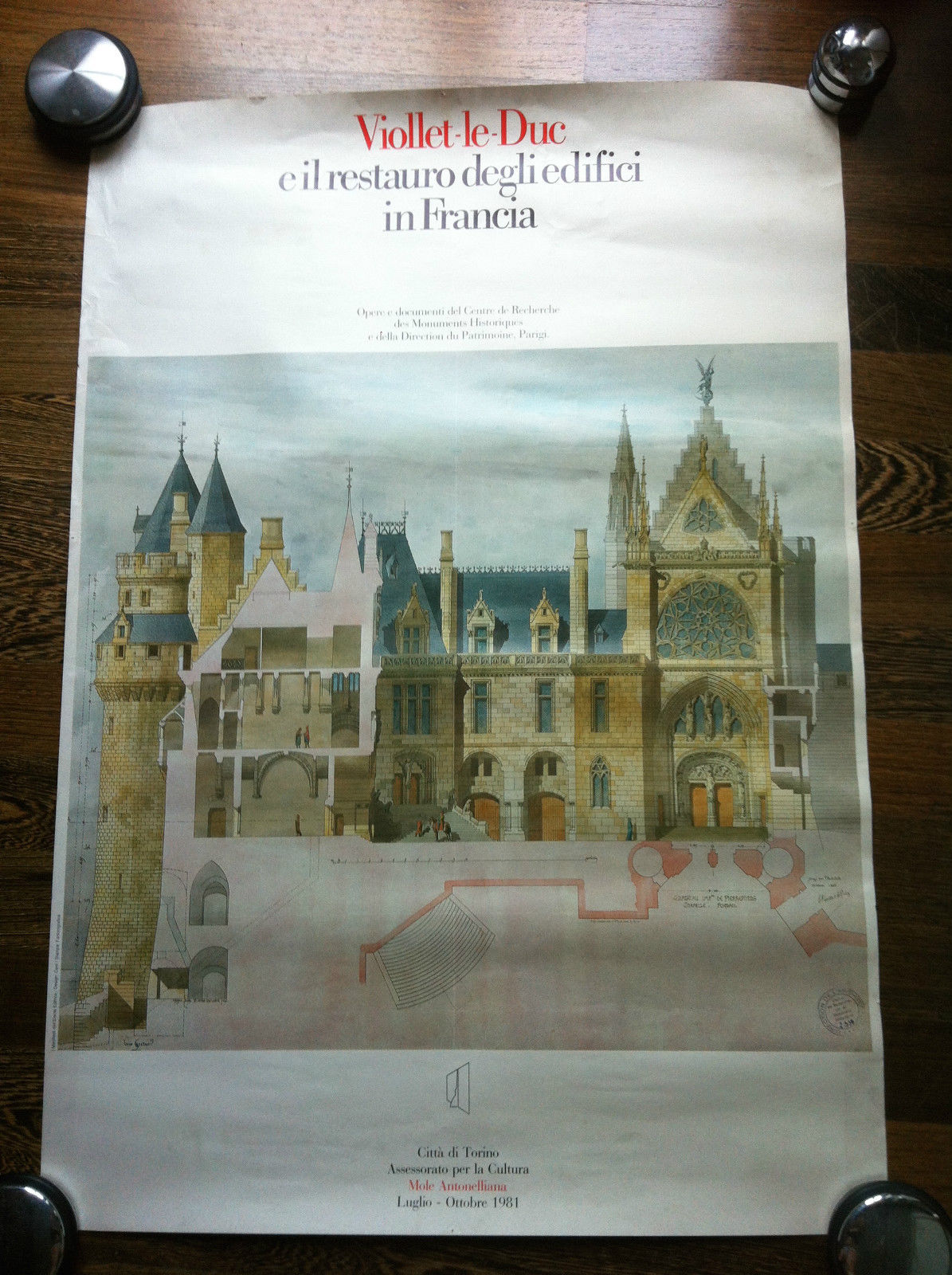 Poster originale della mostra Viollet-le-Duc Mole Antonelliana Torino - P80