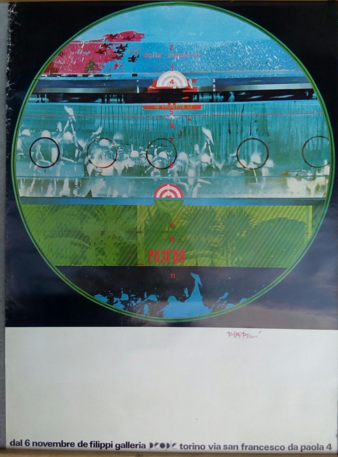 Poster originale di Ferdinando De Filippi Galleria People Torino 1971