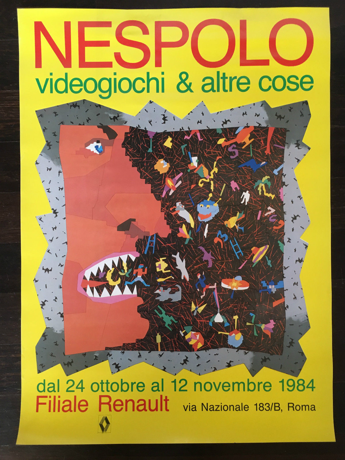Poster originale di Ugo Nespolo Videogiochi &amp; altre cose Roma …