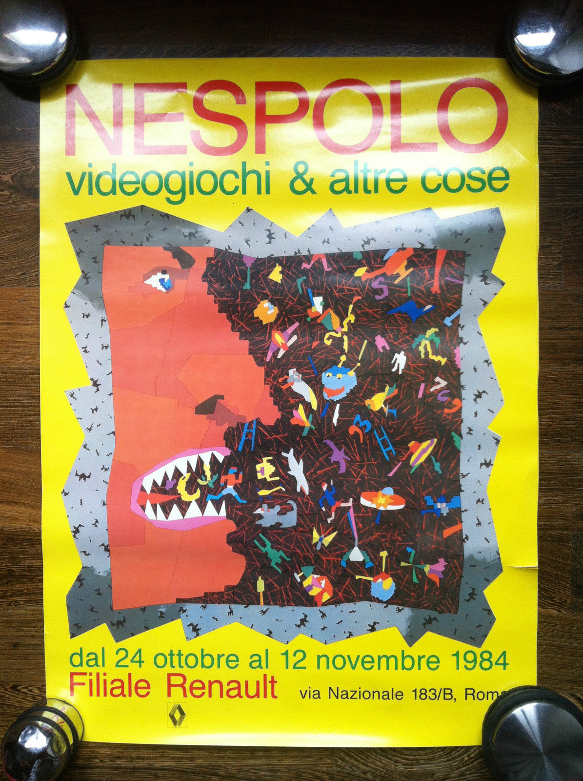 Poster originale di Ugo Nespolo Videogiochi &amp; altre cose Roma …