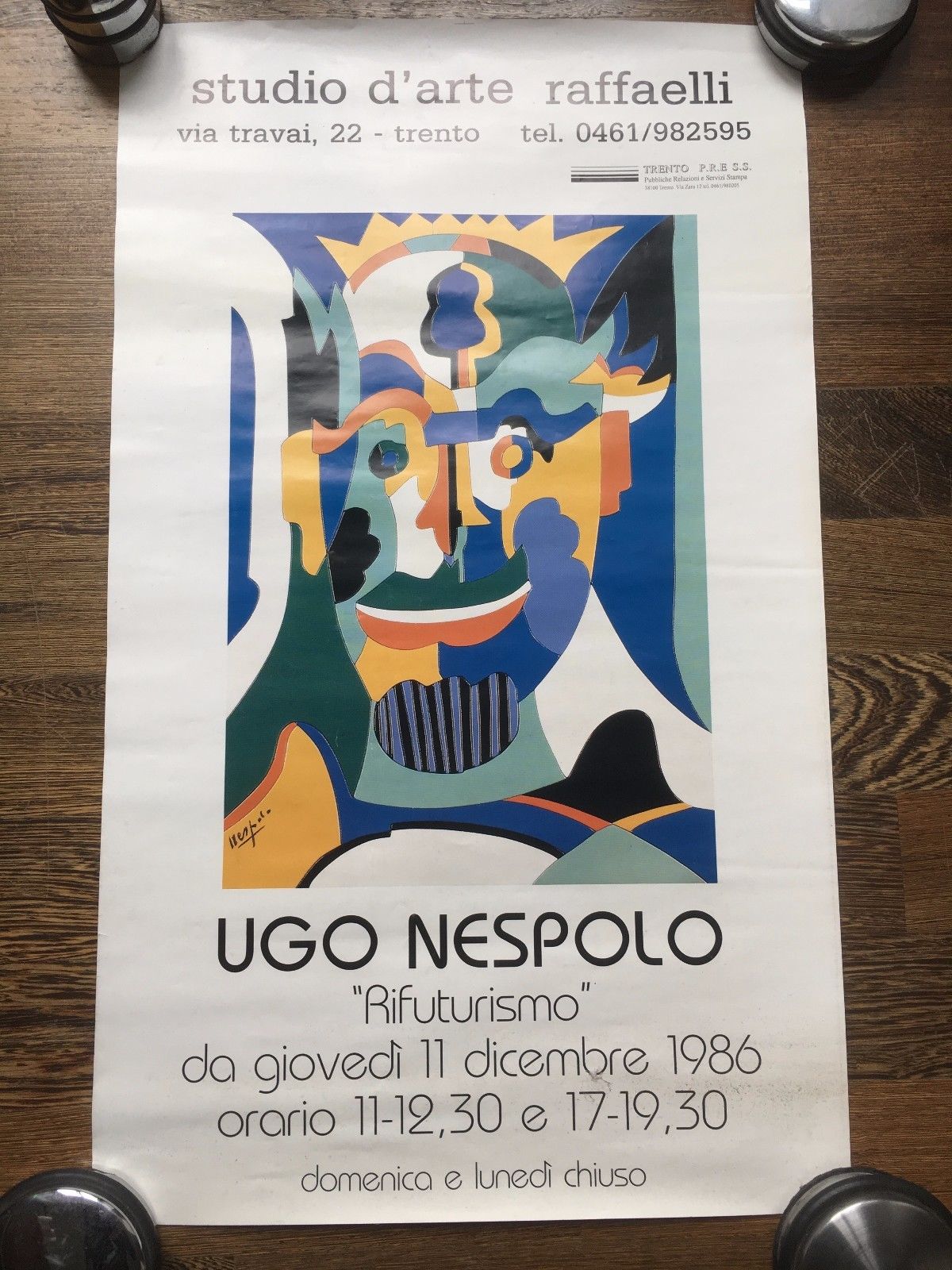 Poster Ugo Nespolo per la mostra Rifuturismo di Trento 1986 …