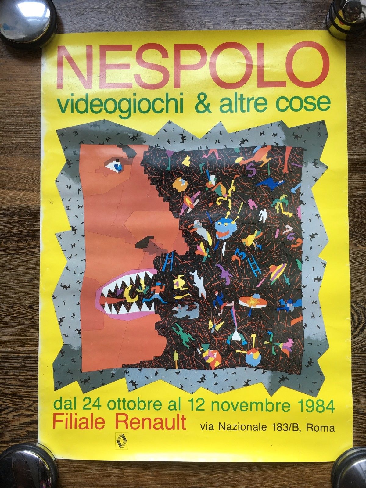 Poster Ugo Nespolo Videogiochi &amp; altre cose - mostra Renault …