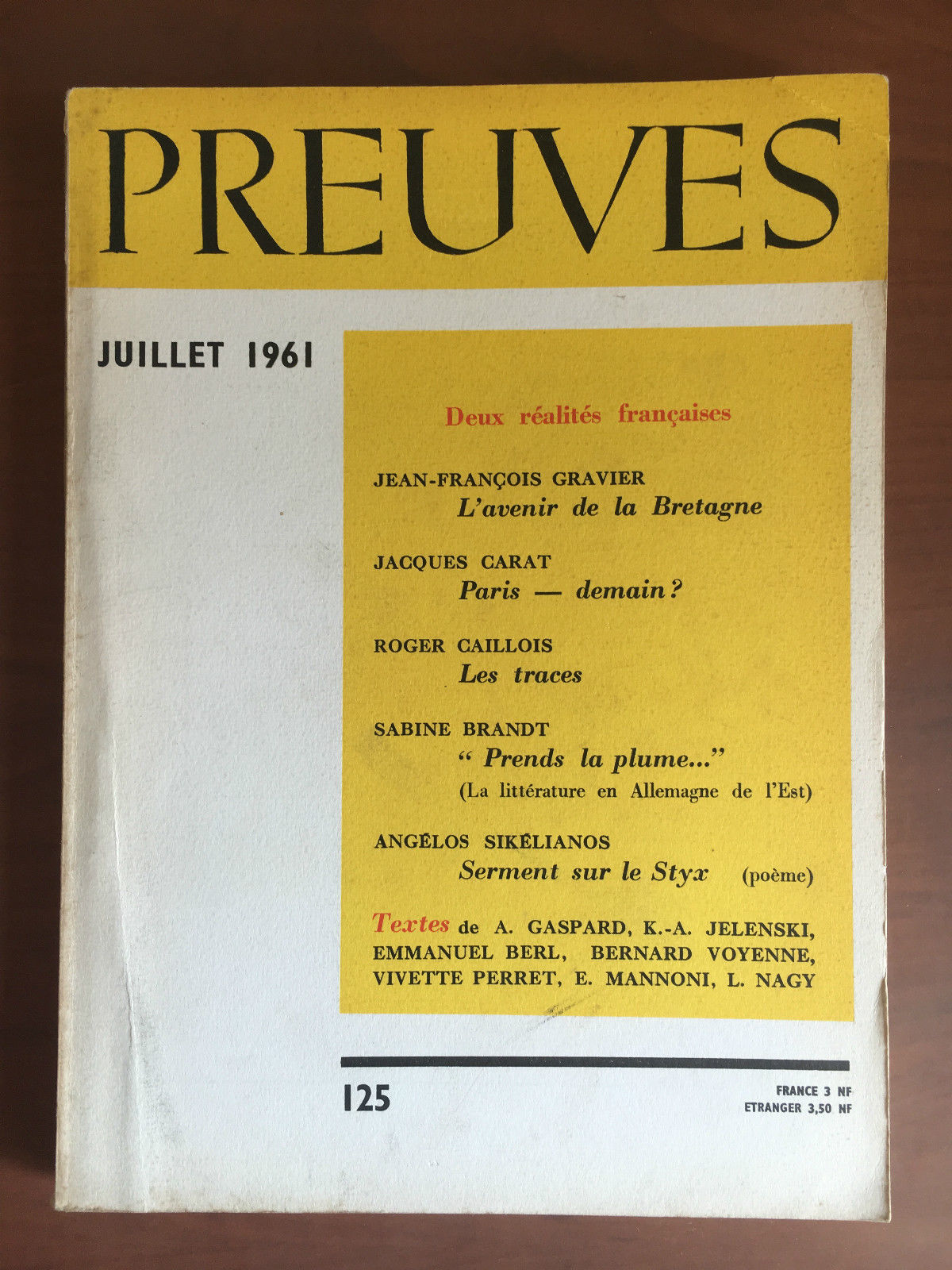 Preuves n^ 125 Juillet 1961 - E21991