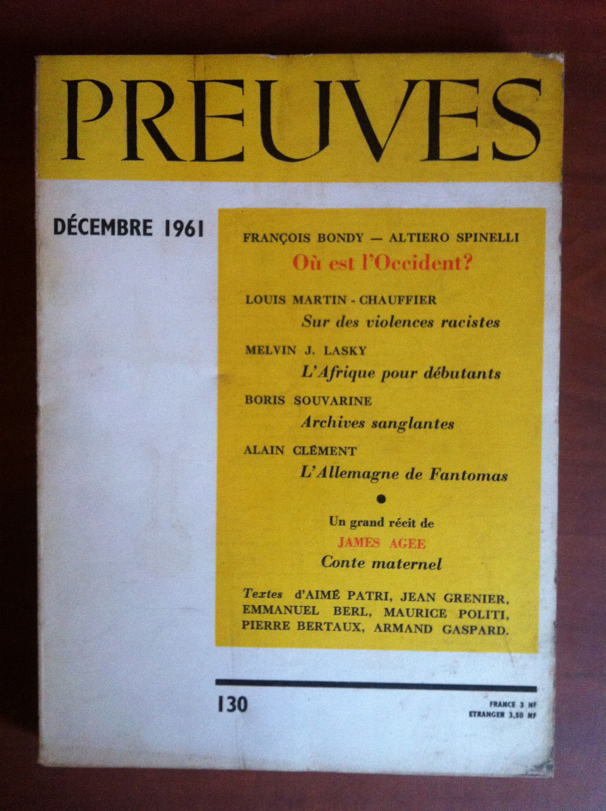 Preuves n^ 130 Décembre 1961 - E13780