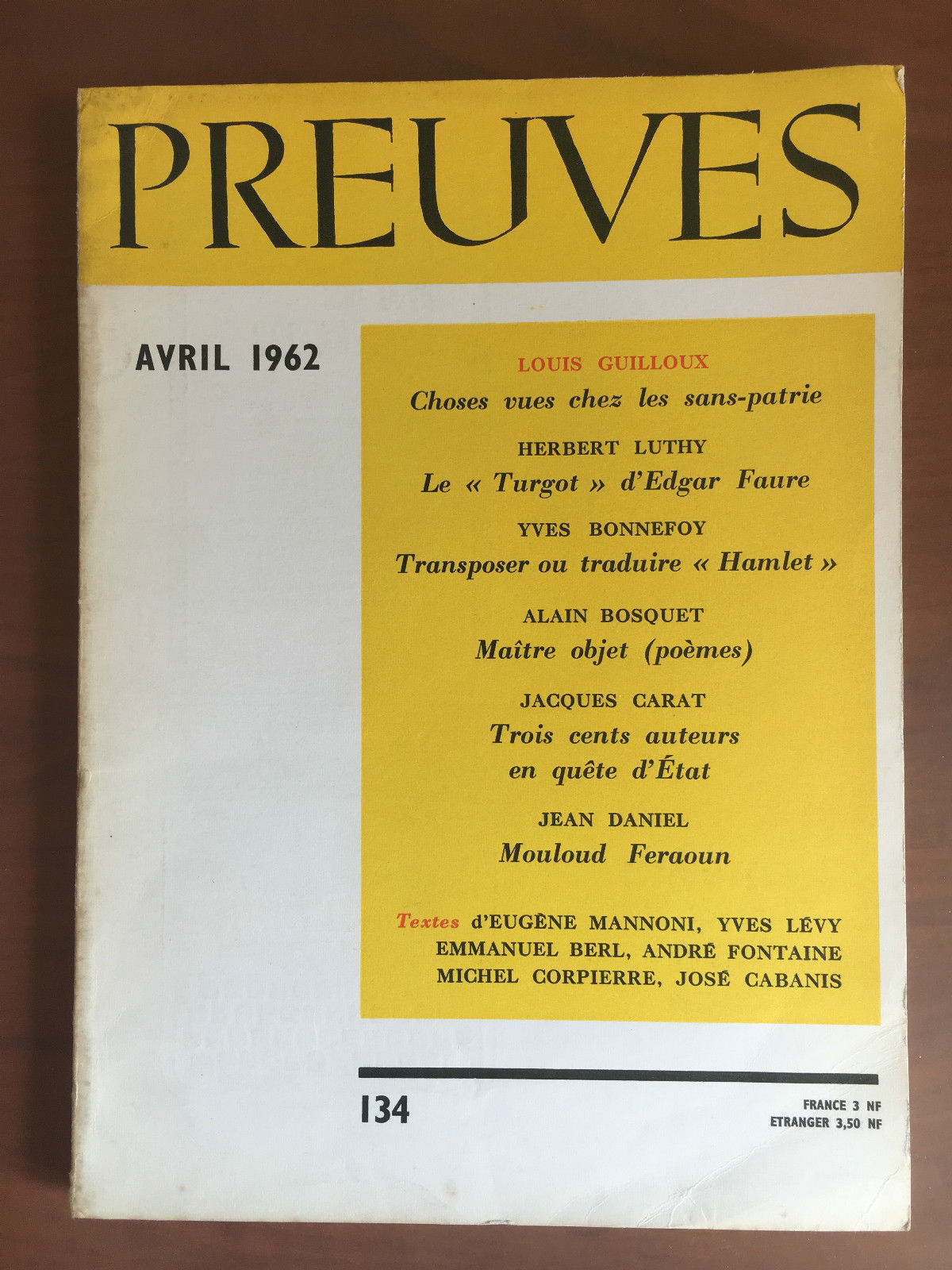 Preuves n^ 134 Avril 1962 - E21992