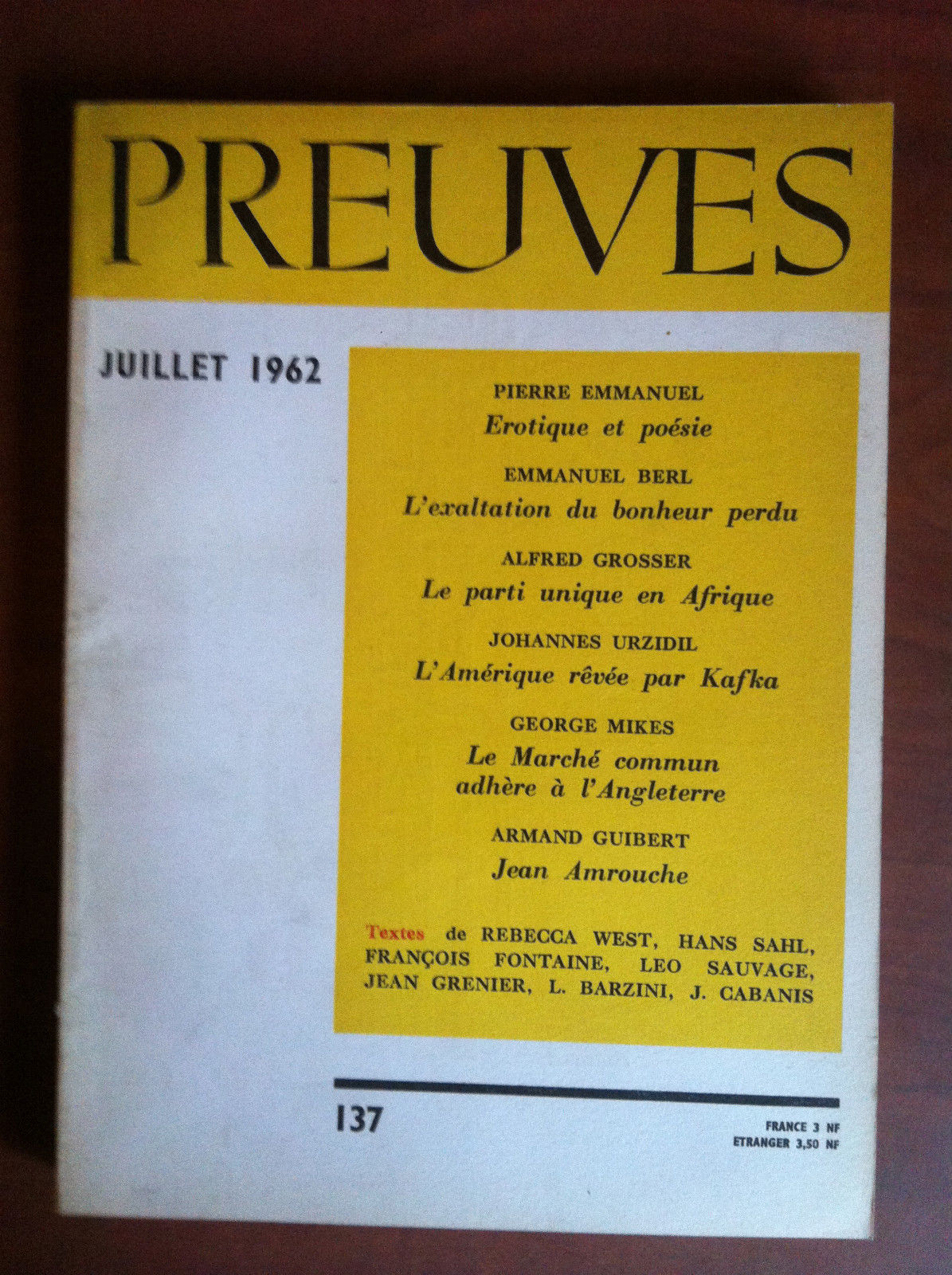 Preuves n^ 137 Juillet 1962 - E13781