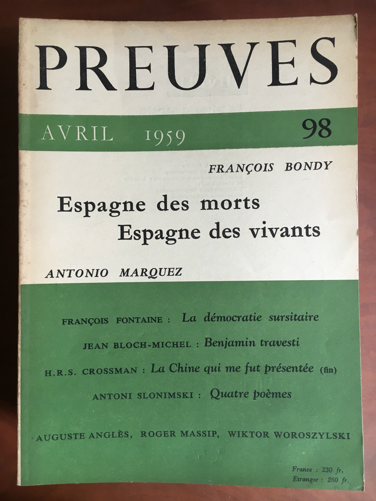 Preuves n^ 98 Avril 1959 - E22030