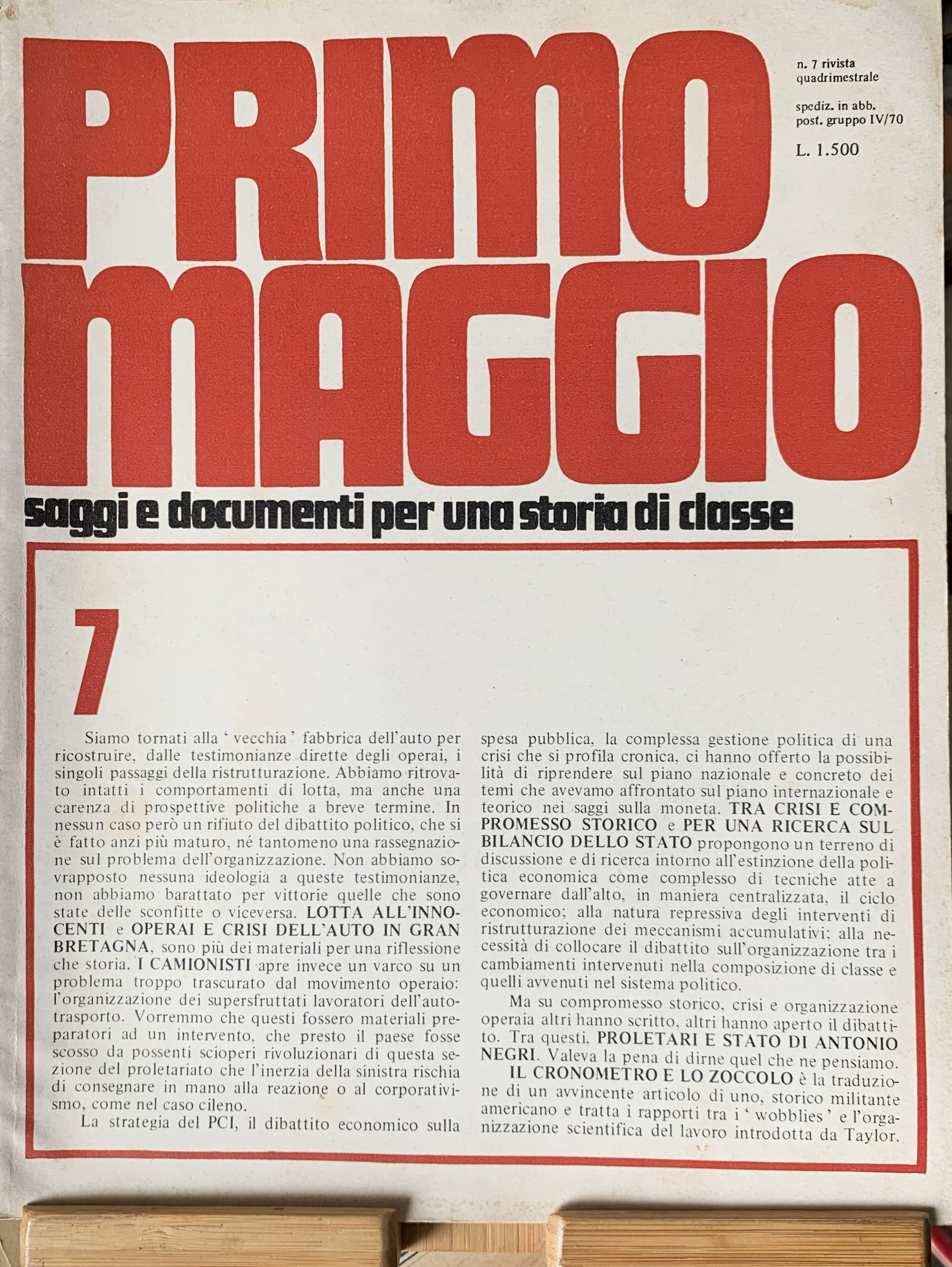 Primo Maggio. Saggi e documenti per una storia di classe …