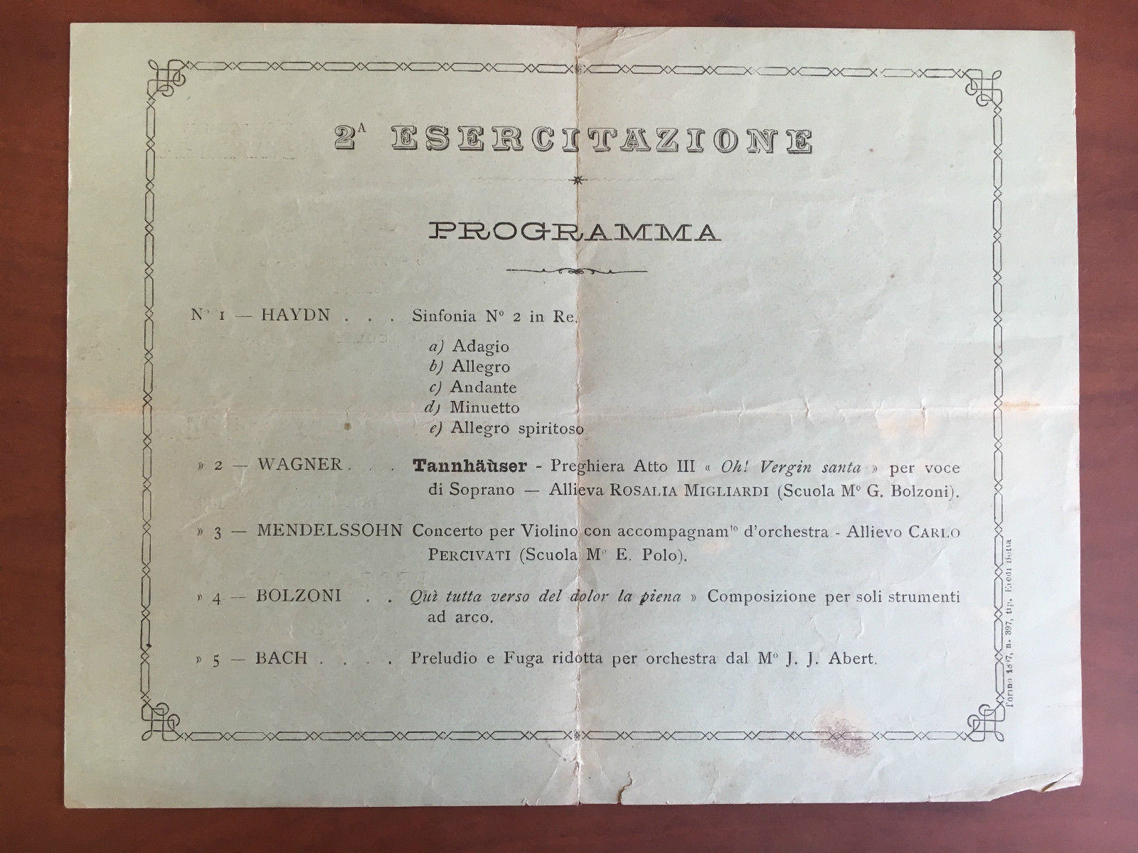 Programma concerto Istituto Musicale città Torino 1896-97 - E21688