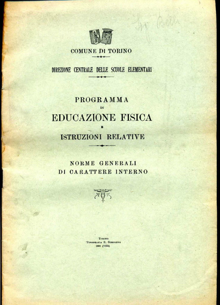 Programma di educazione fisica Torino 1930