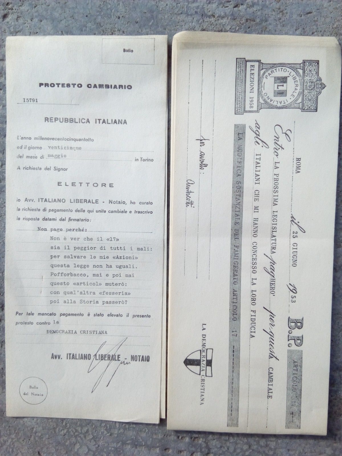 Propaganda elettorale Partito Liberale 1953