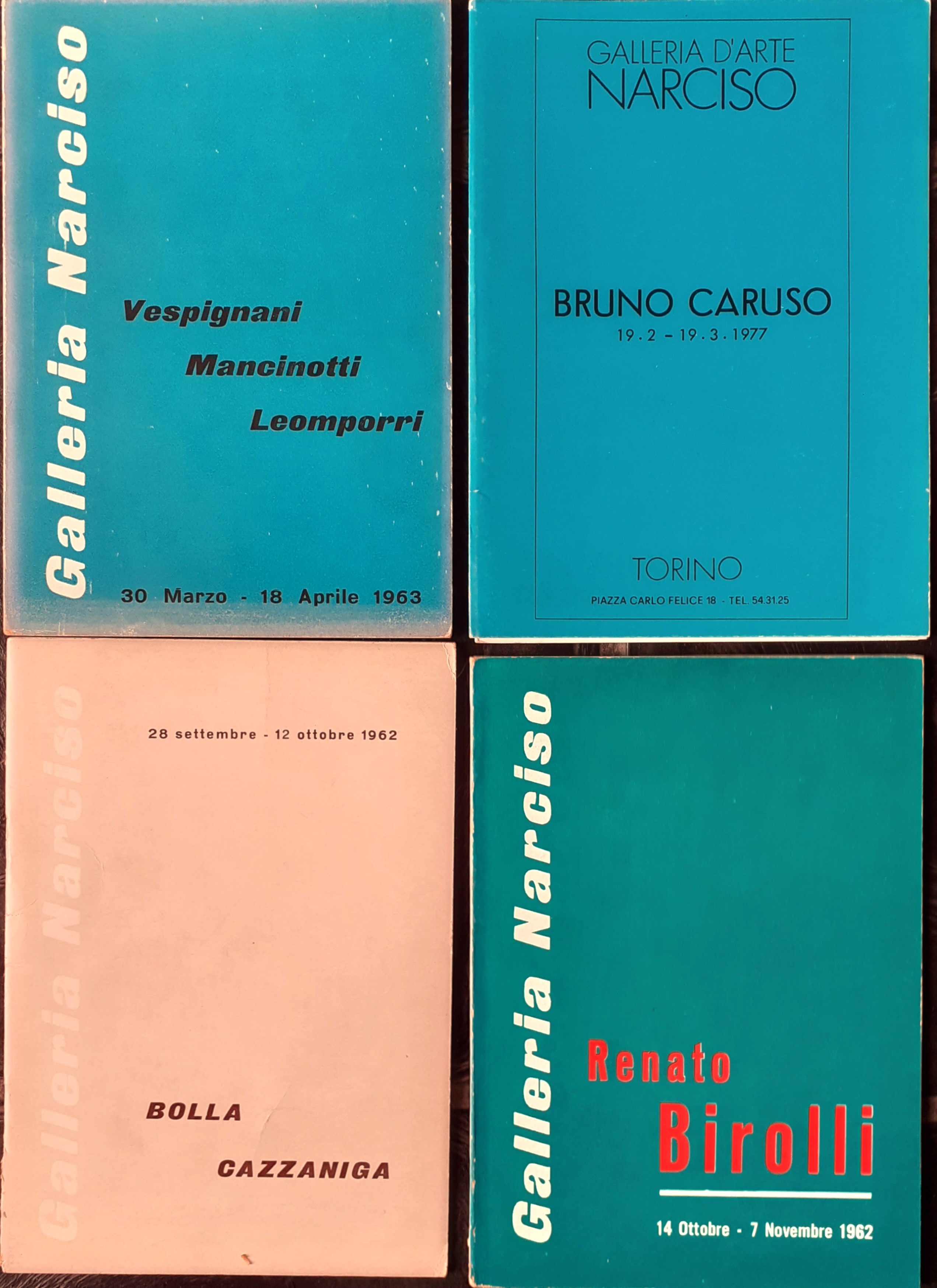 Quattro cataloghi invito Galleria Narciso Torino anni '60/'70