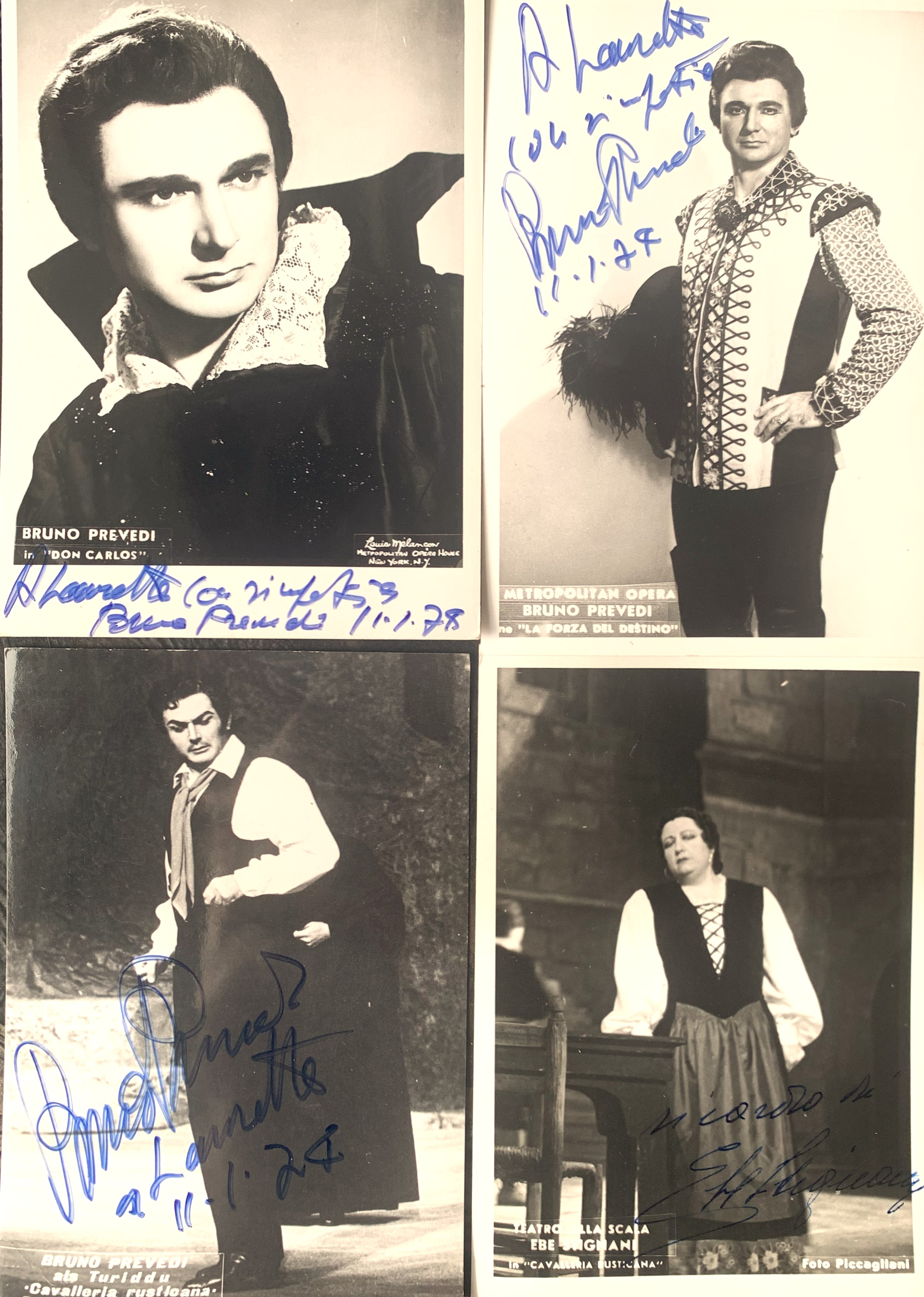 Quattro fotografie Lirica - autografate