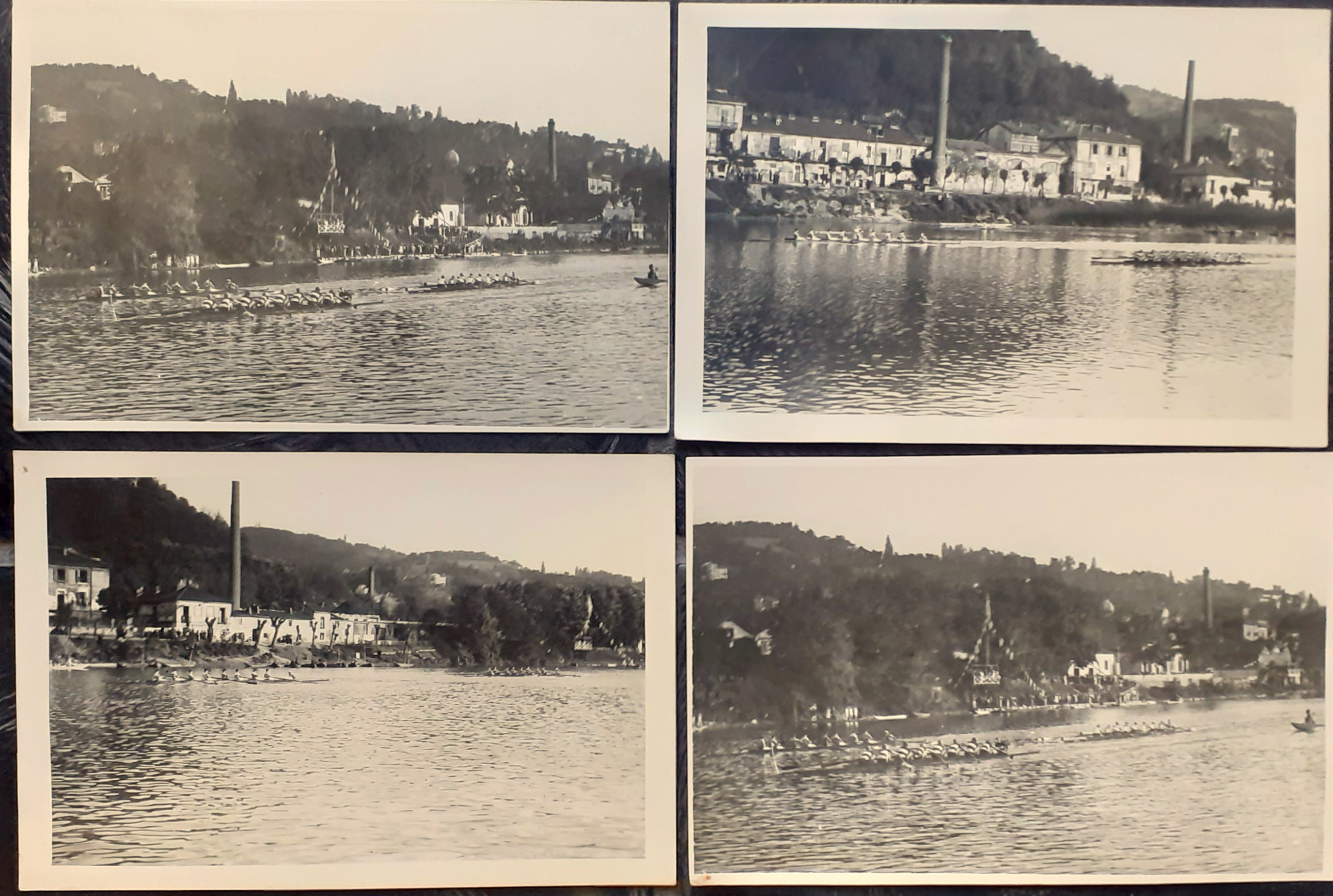 Quattro fotografie originali Gare Canottaggio Torino 1925/26