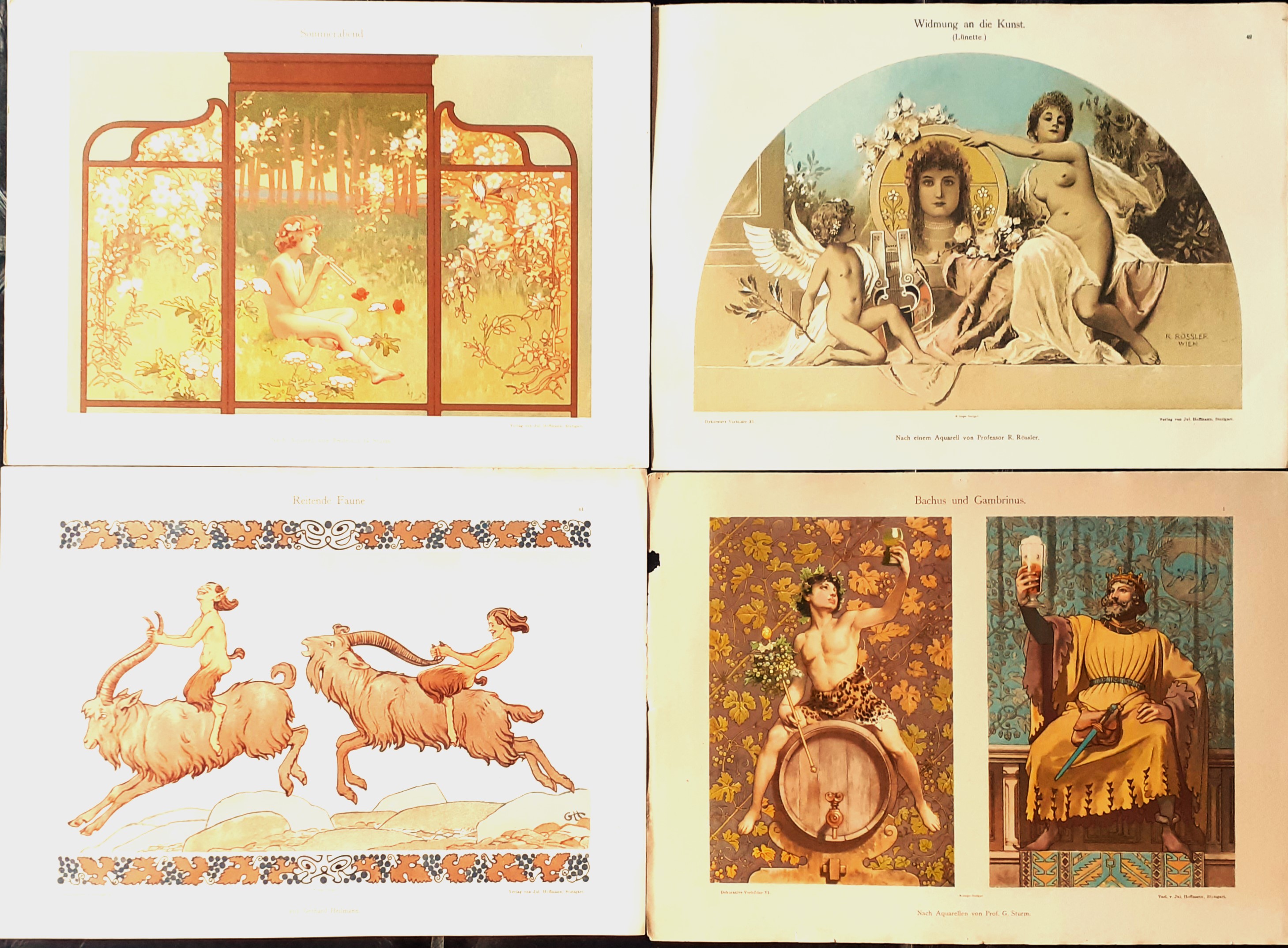 Quattro litografie estratte da Dekorative Vorlbilder 1899/1900