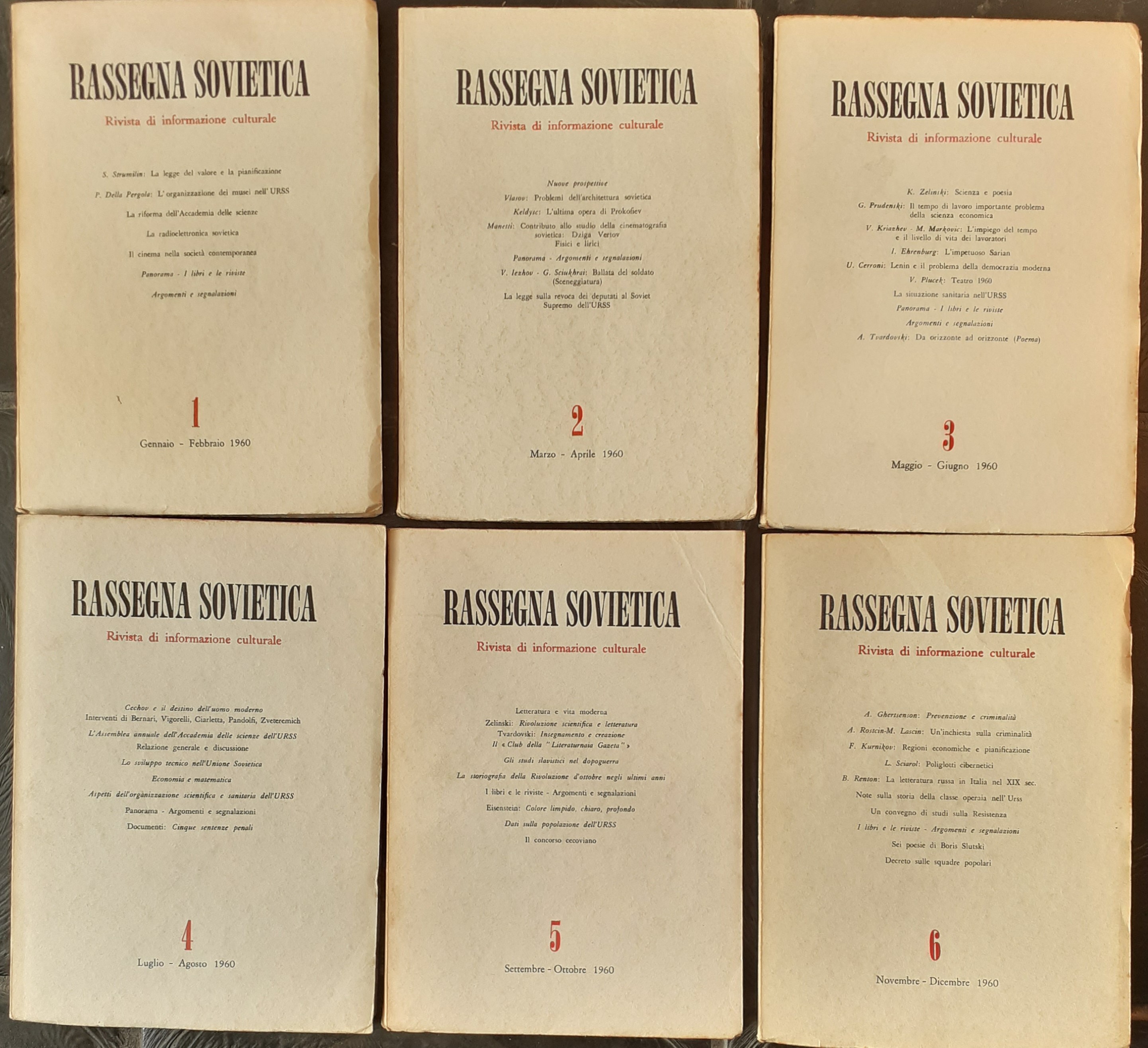 Rassegna sovietica. Rivista di informazione culturale (Anno XI, Nn. 1-6, …