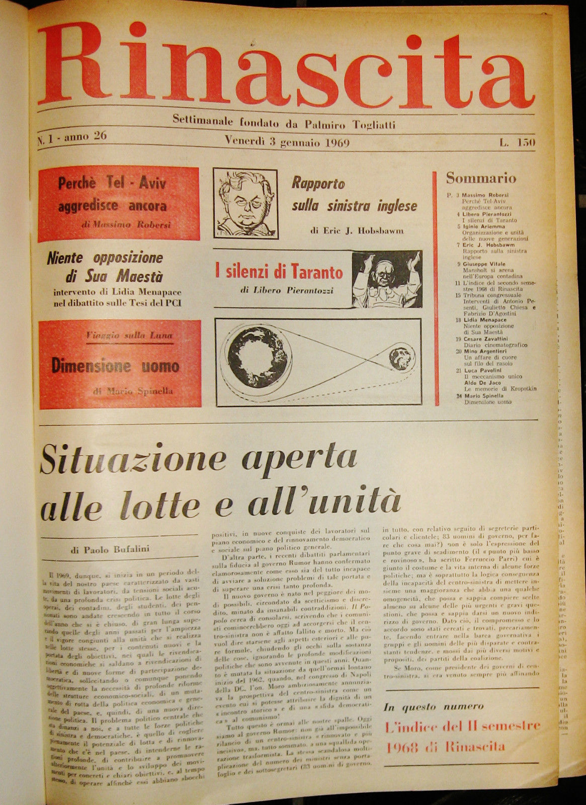 Rinascita Settimanale fondato Palmiro Togliatti annata completa 1969