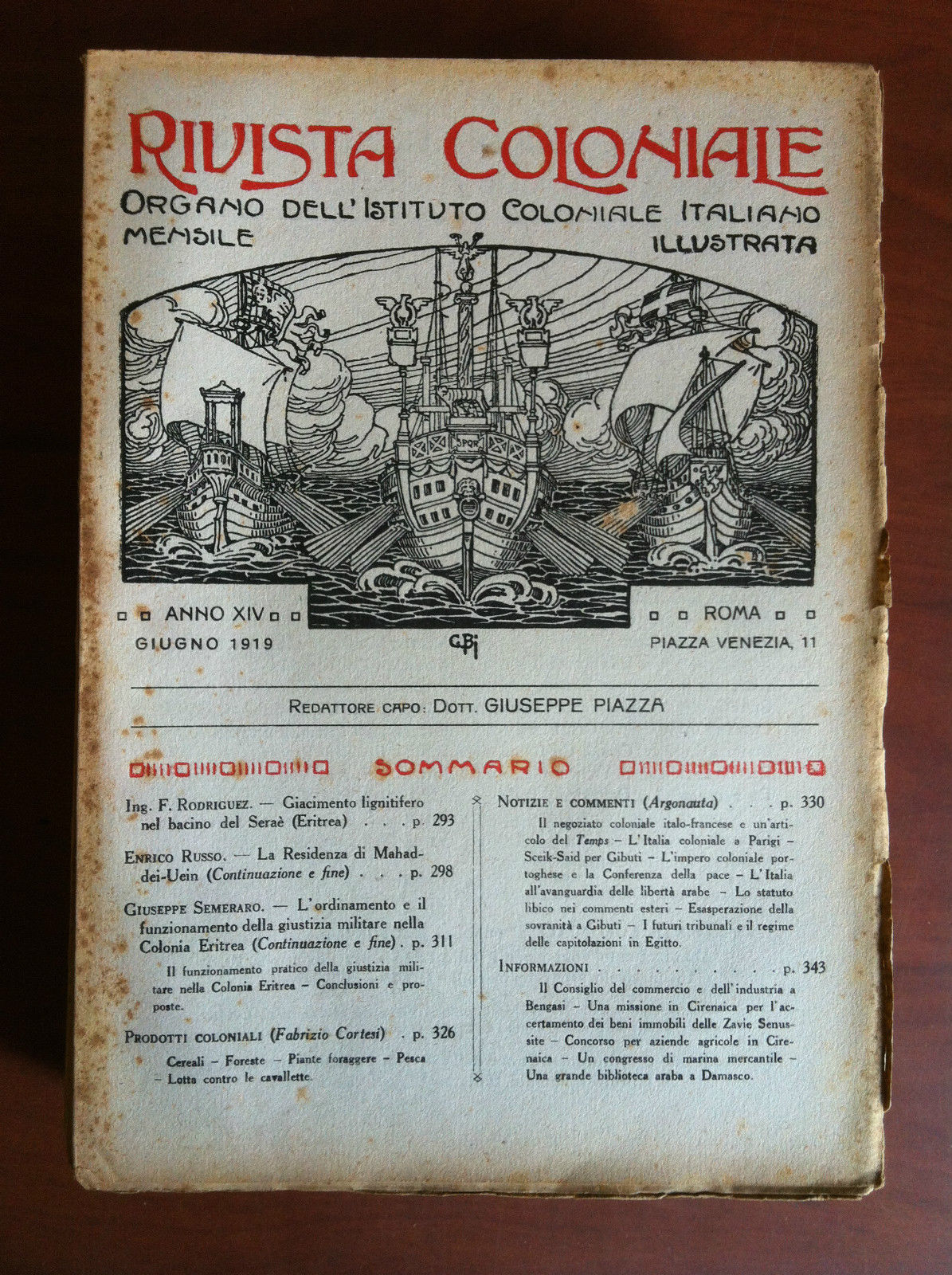 Rivista Coloniale Anno XIV Giugno 1919 - E16921