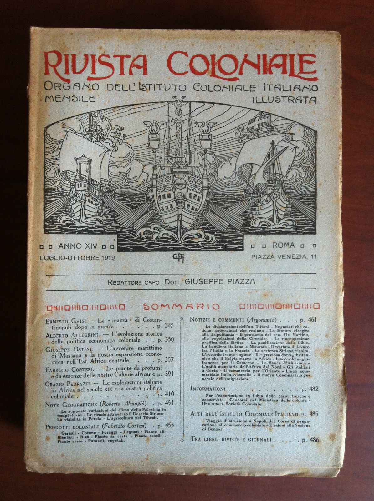 Rivista Coloniale Anno XIV Luglio/Ottobre 1919 - E16922