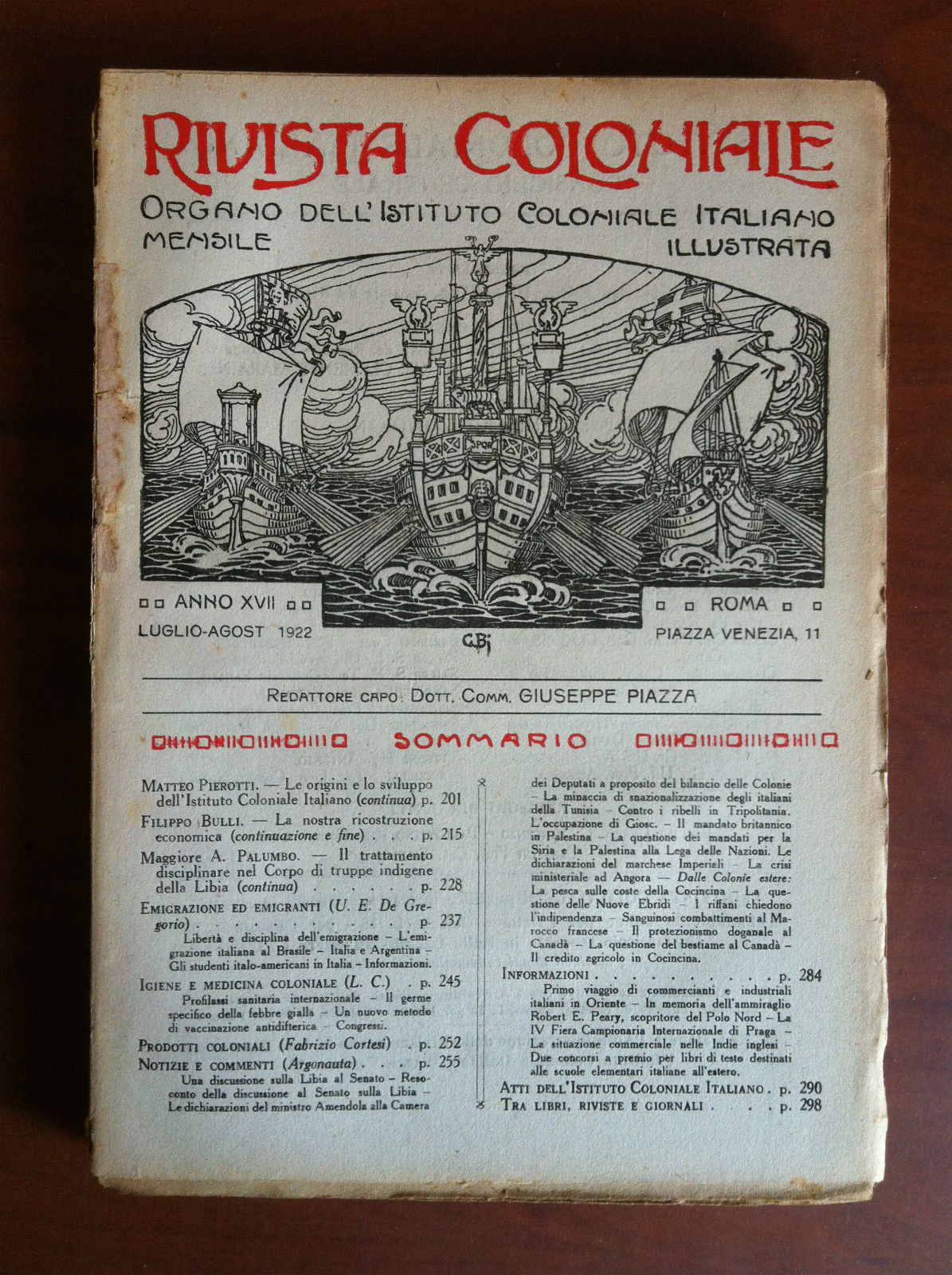 Rivista Coloniale Anno XVII Luglio/Agosto 1922 - E16927