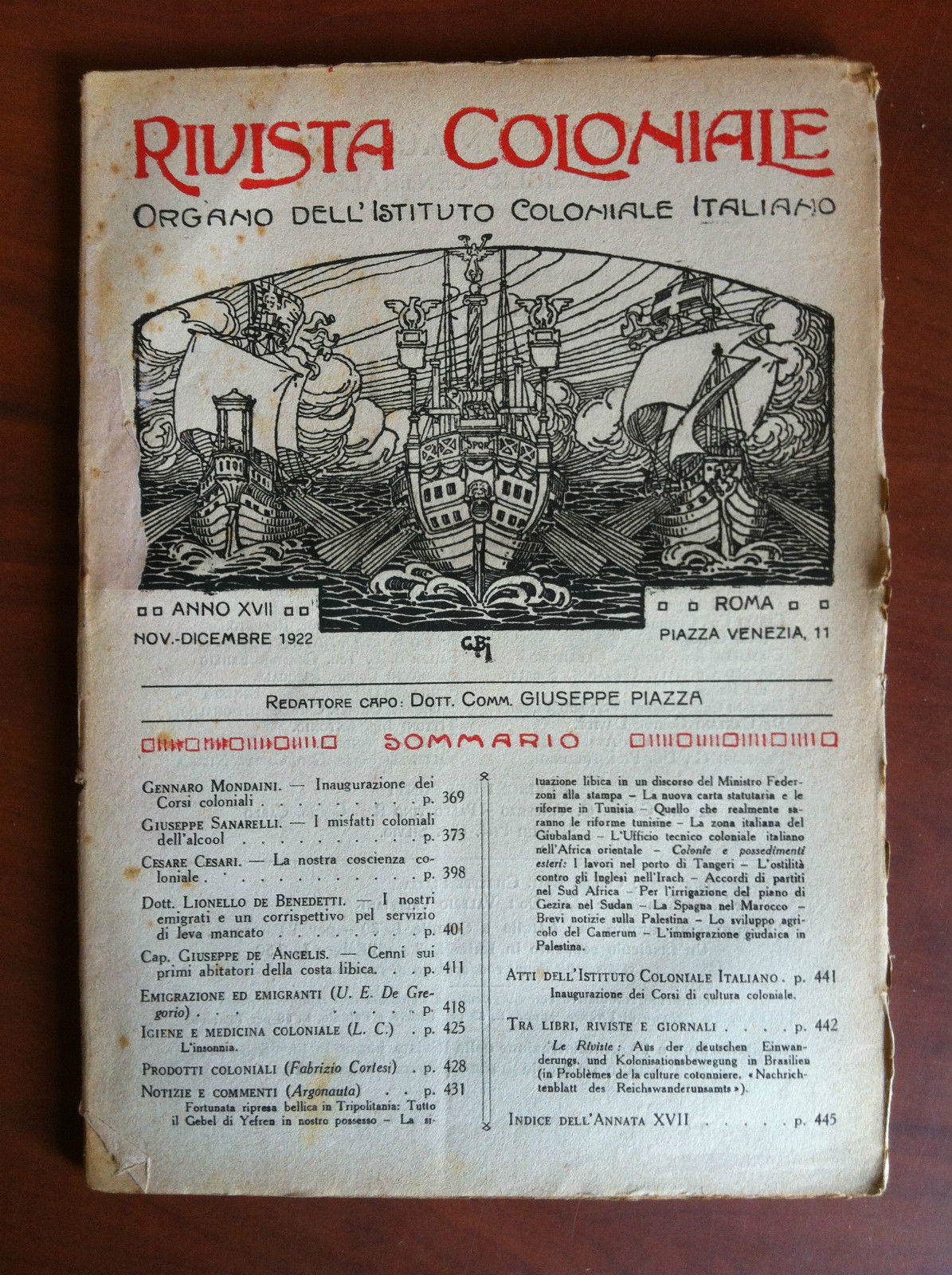 Rivista Coloniale Anno XVII Novembre/Dicembre 1922 - E16929