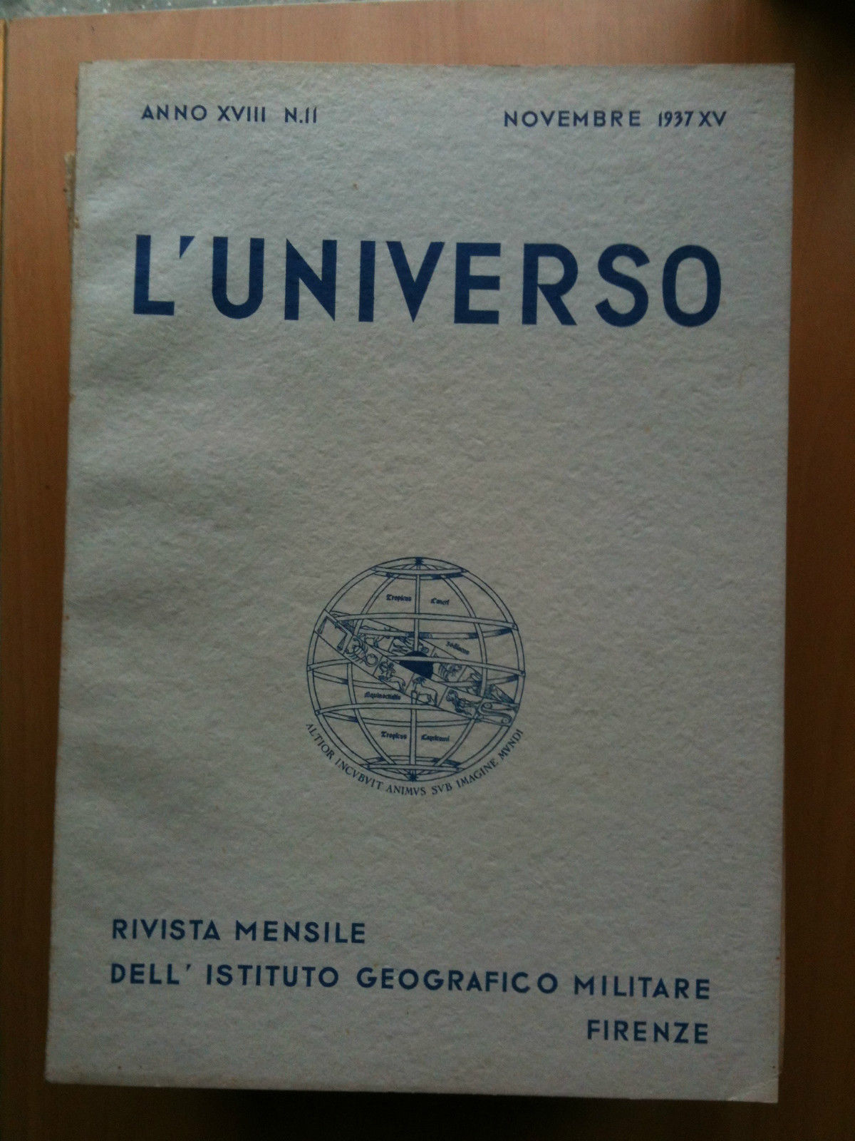 Rivista L'Universo Anno XVIII - n^ 11 Novembre 1937