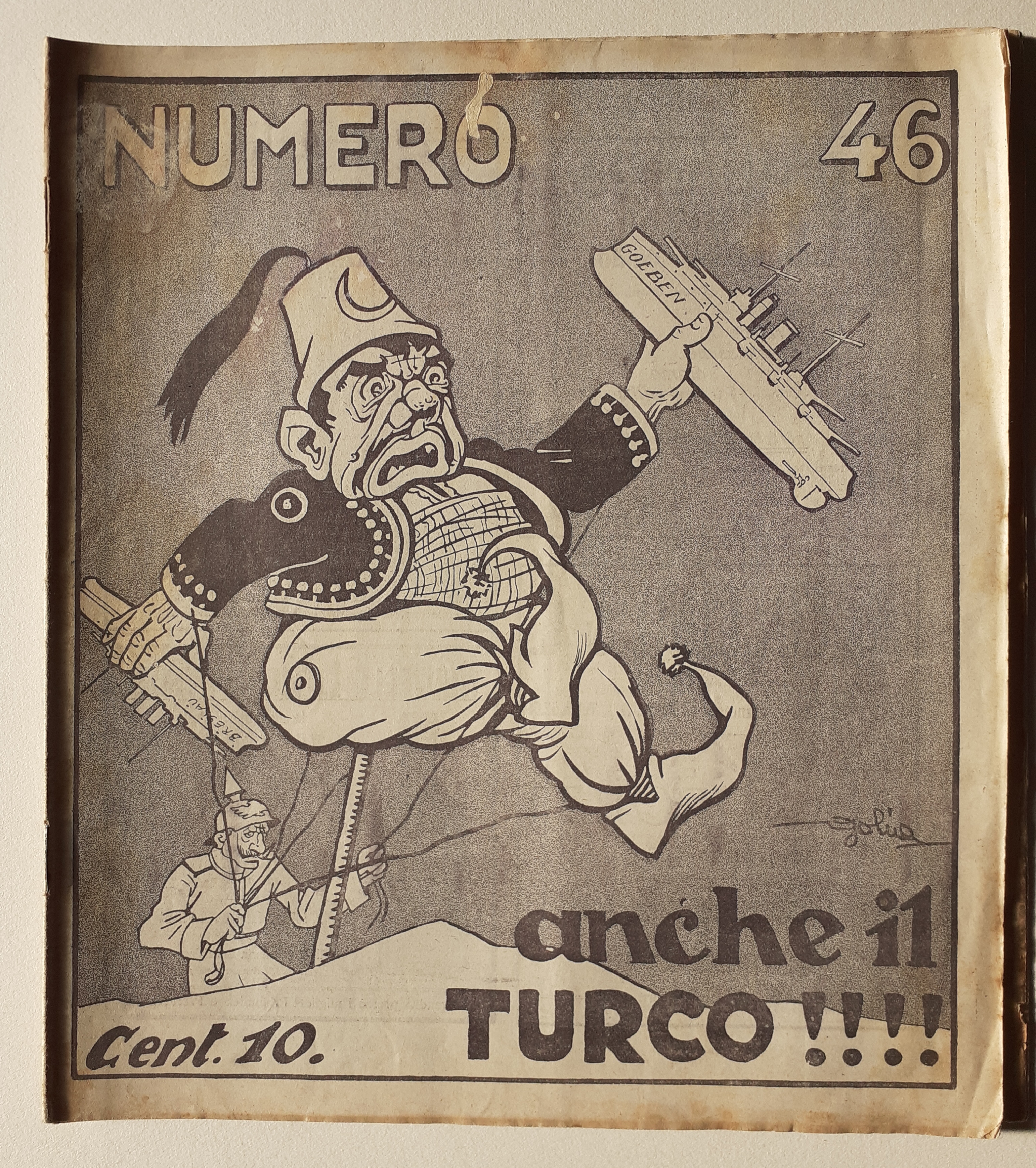 Rivista NUMERO "46" settimanale umoristico copertina Golia 1914