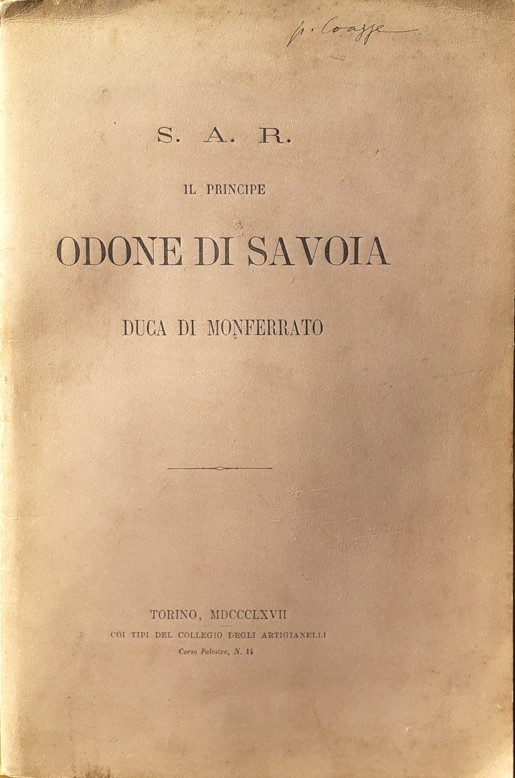 S.A.R. Il Principe Odone di Savoia Duca di Monferrato - …