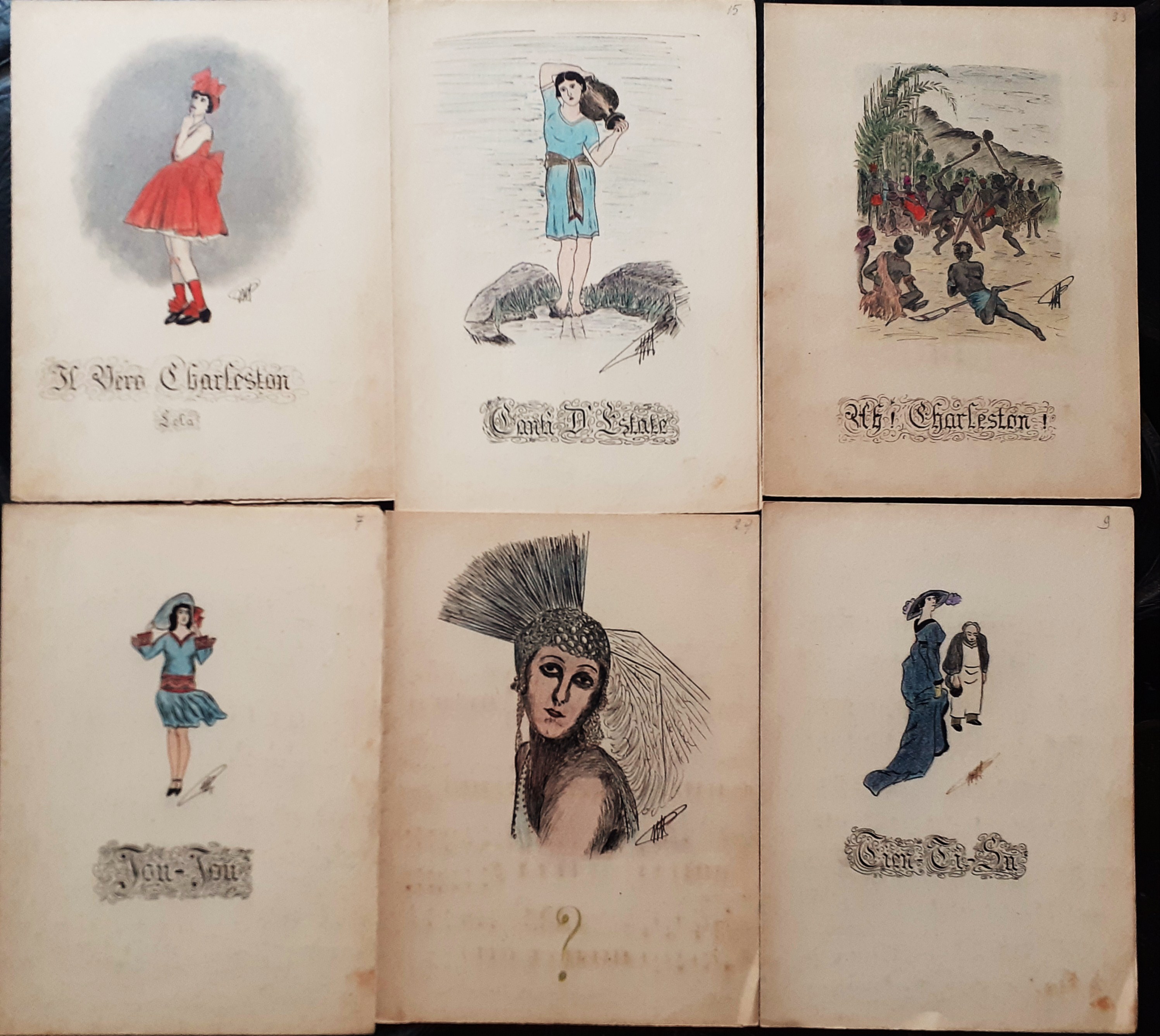 Sei spartiti disegnati e compilati a mano - anni '30