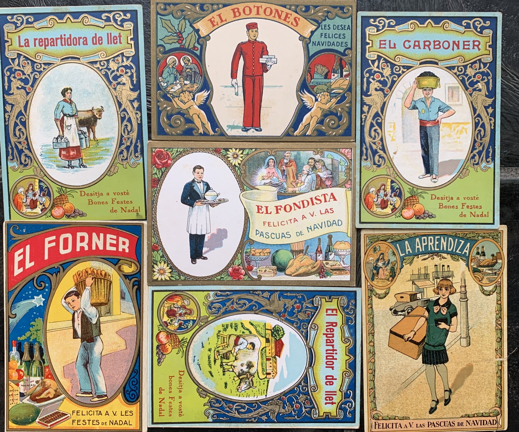 Sette cartoline Auguri di Natale con dediche professionali