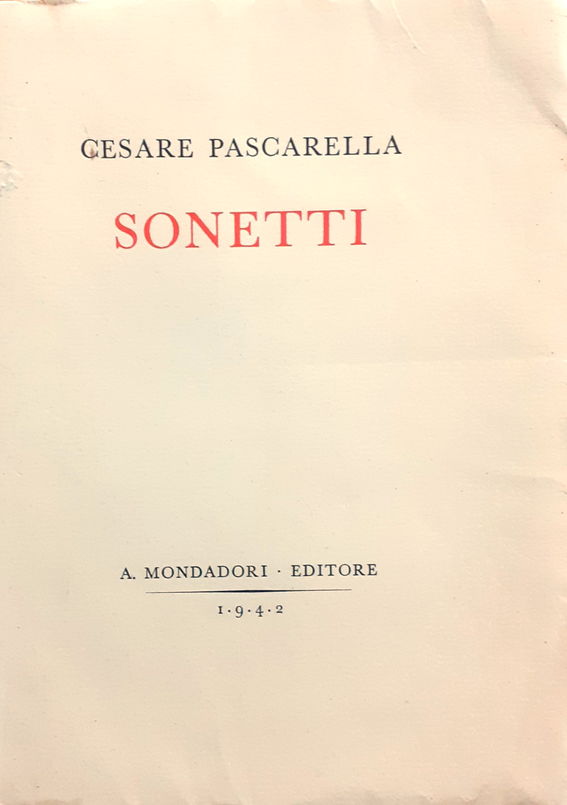 Sonetti-Mondadori Editore 1942