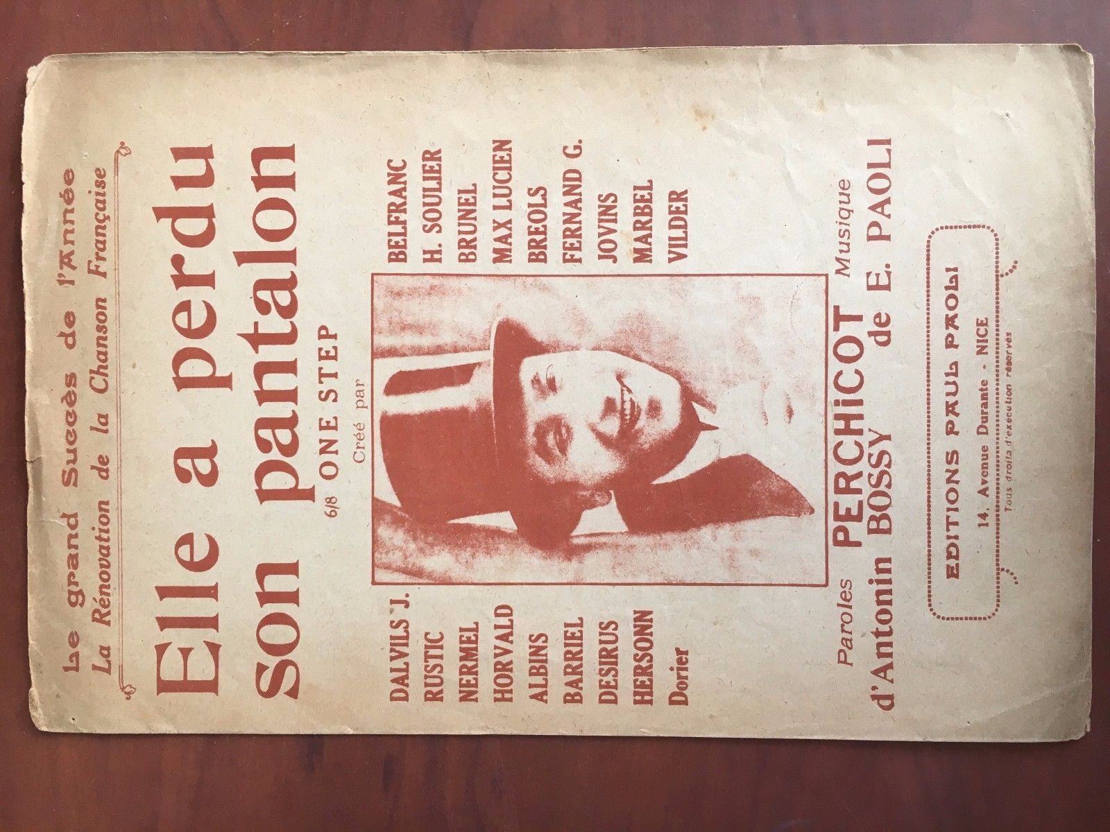 Spartito musicale Elle a perdu son pantalon anni '20 - …