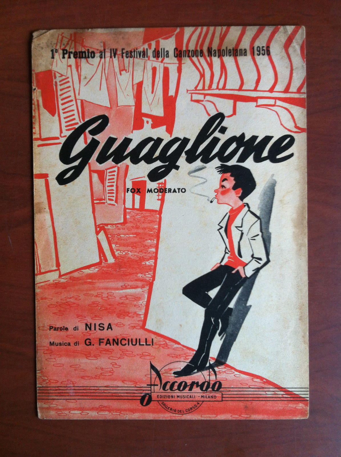 Spartito originale 1956 Guaglione fox moderato Nisa Fanciulli - E13383