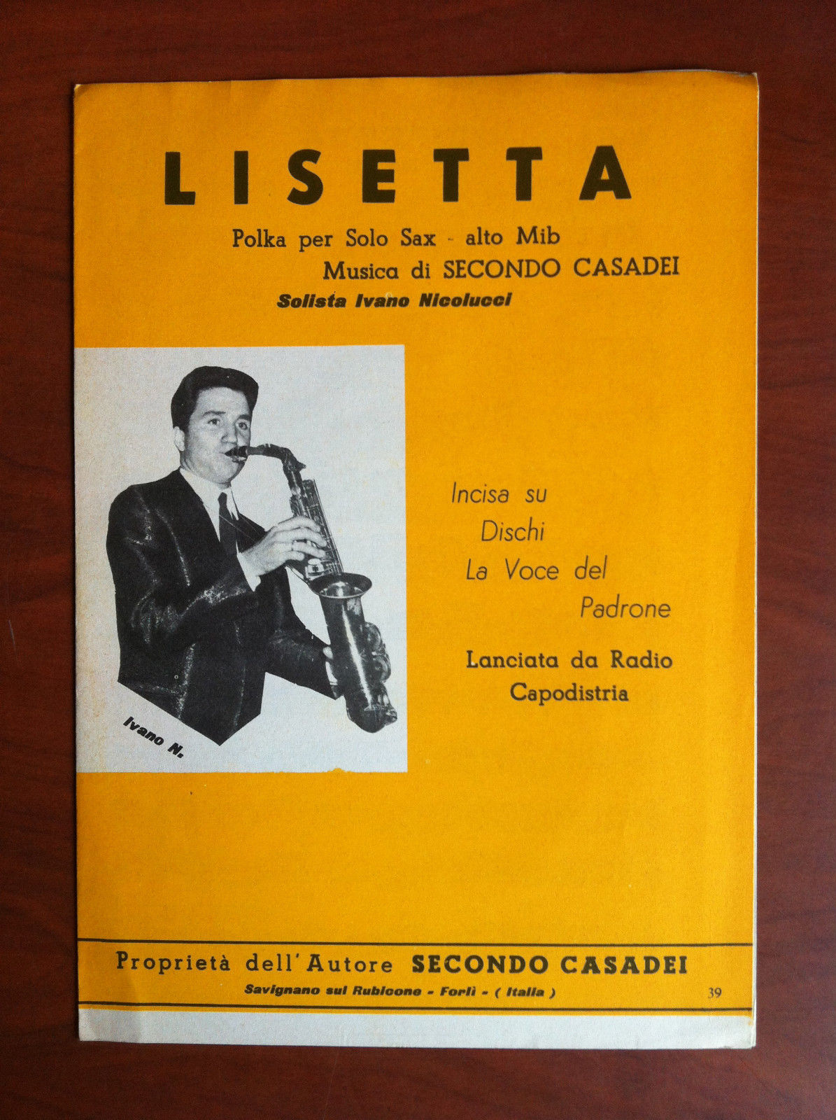 Spartito originale 1967 Lisetta Polka Secondo Casadei Ivano Nicolucci - …
