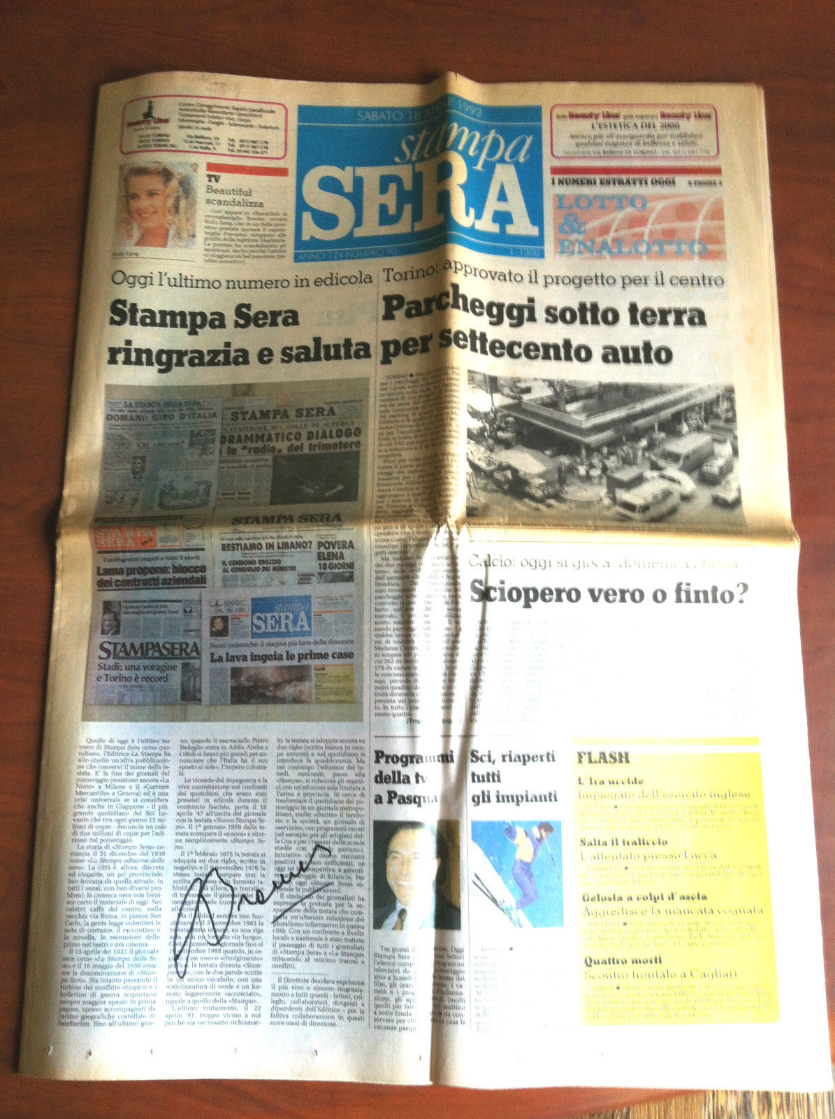 stampa SERA Anno 124 n^ 90 Sabato 18 Aprile 1992 …