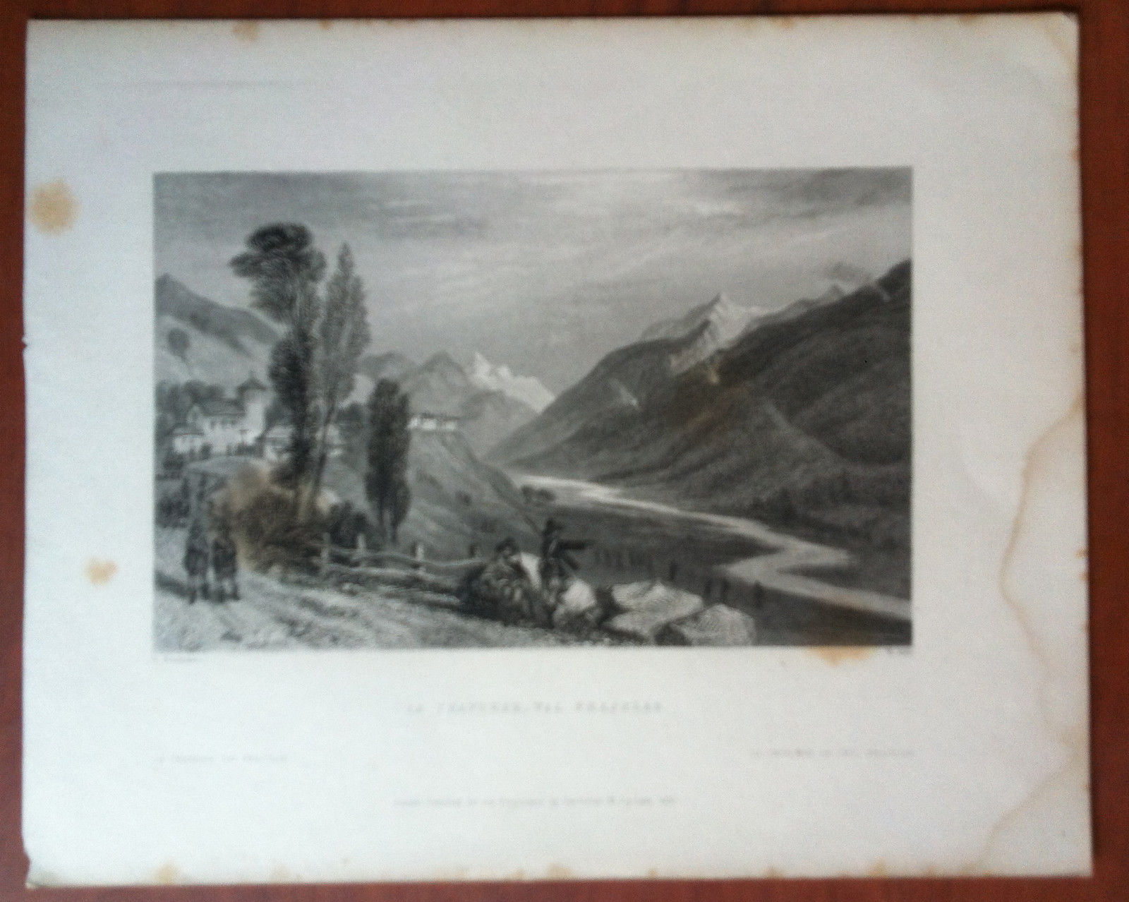 Stampa Valdese originale 1837 Val Prajelas W. Brockedon W. Hill …