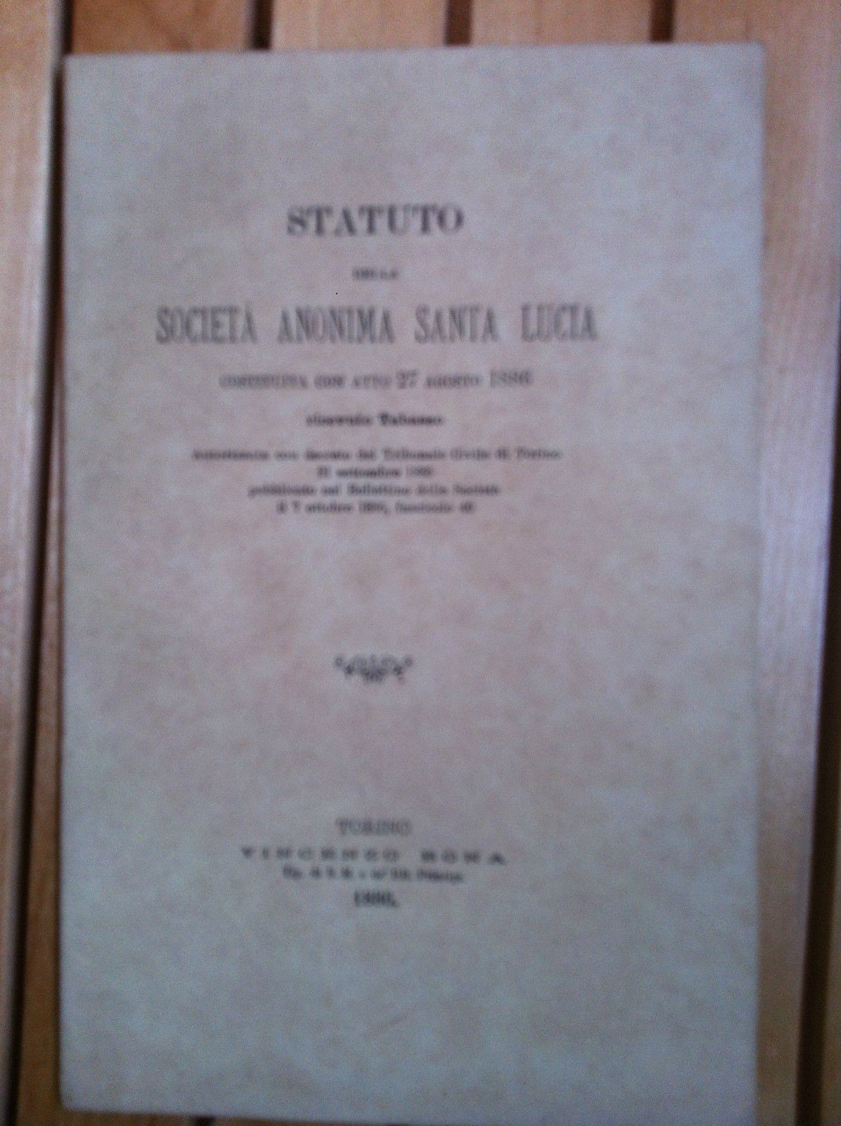 Statuto della Società Anonima Santa Lucia 1886 - E18313