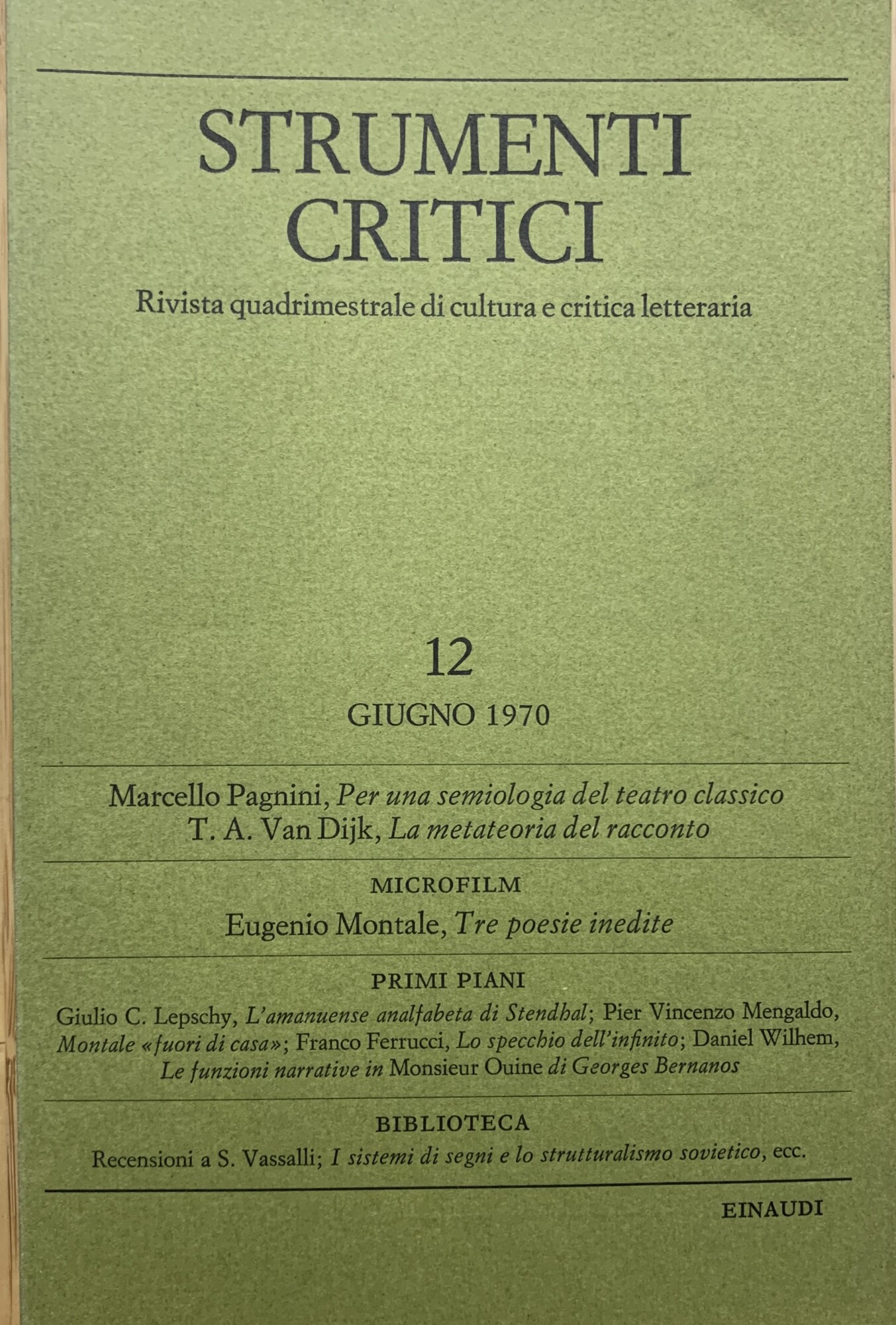 Strumenti critici. Rivista quadrimestrale di cultura e critica letteraria (Anno …