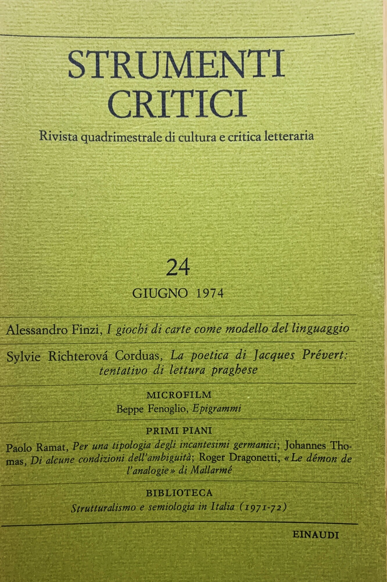Strumenti critici. Rivista quadrimestrale di cultura e critica letteraria (Anno …