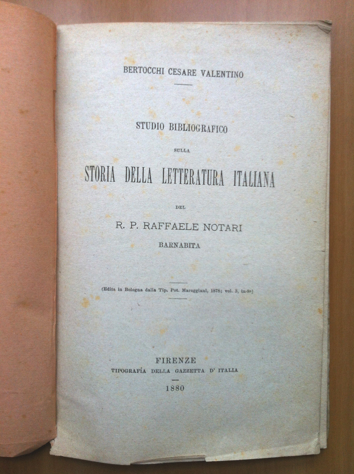 Studio bibliografico sulla storia della letteratura italiana Notari 1880- E14542
