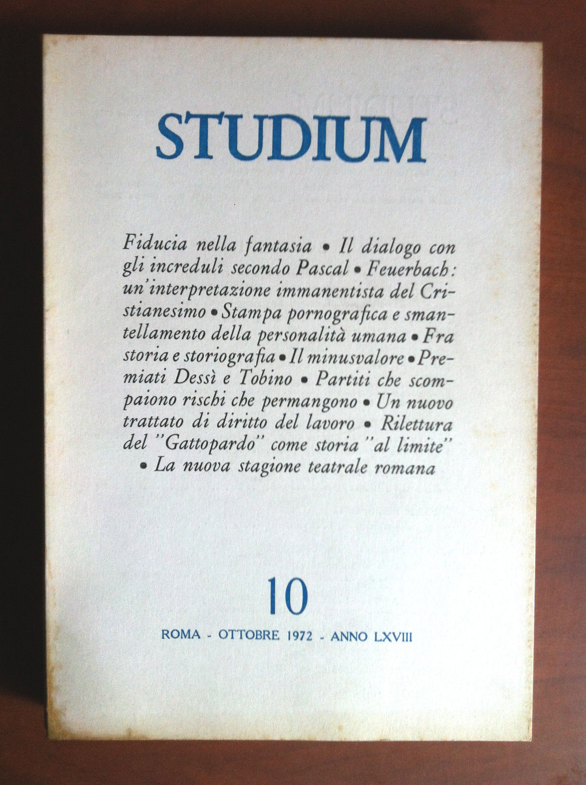 Studium n^ 10 anno LXVIII Ottobre 1972 - E13567