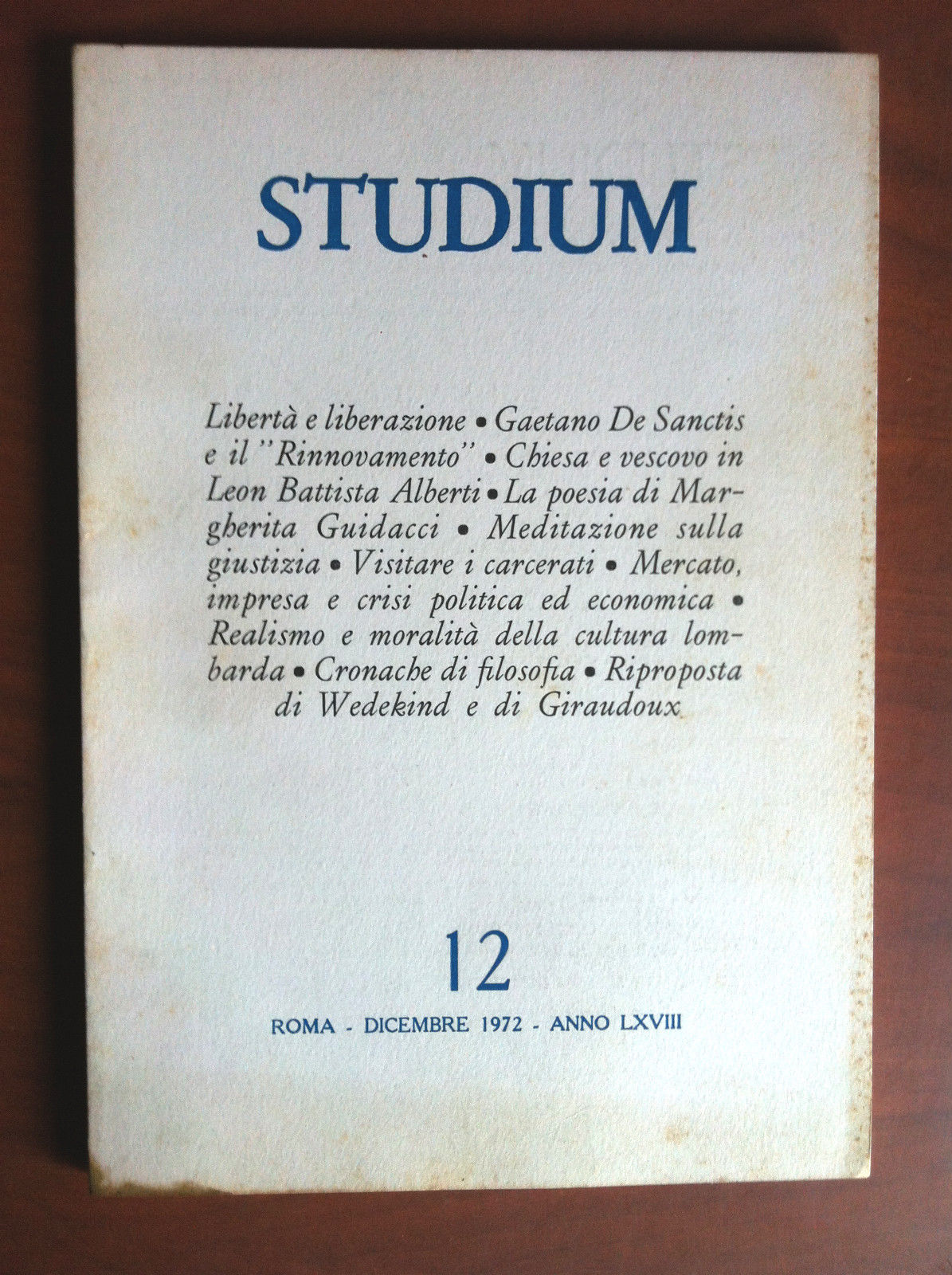 Studium n^ 12 anno LXVIII Dicembre 1972 - E13569