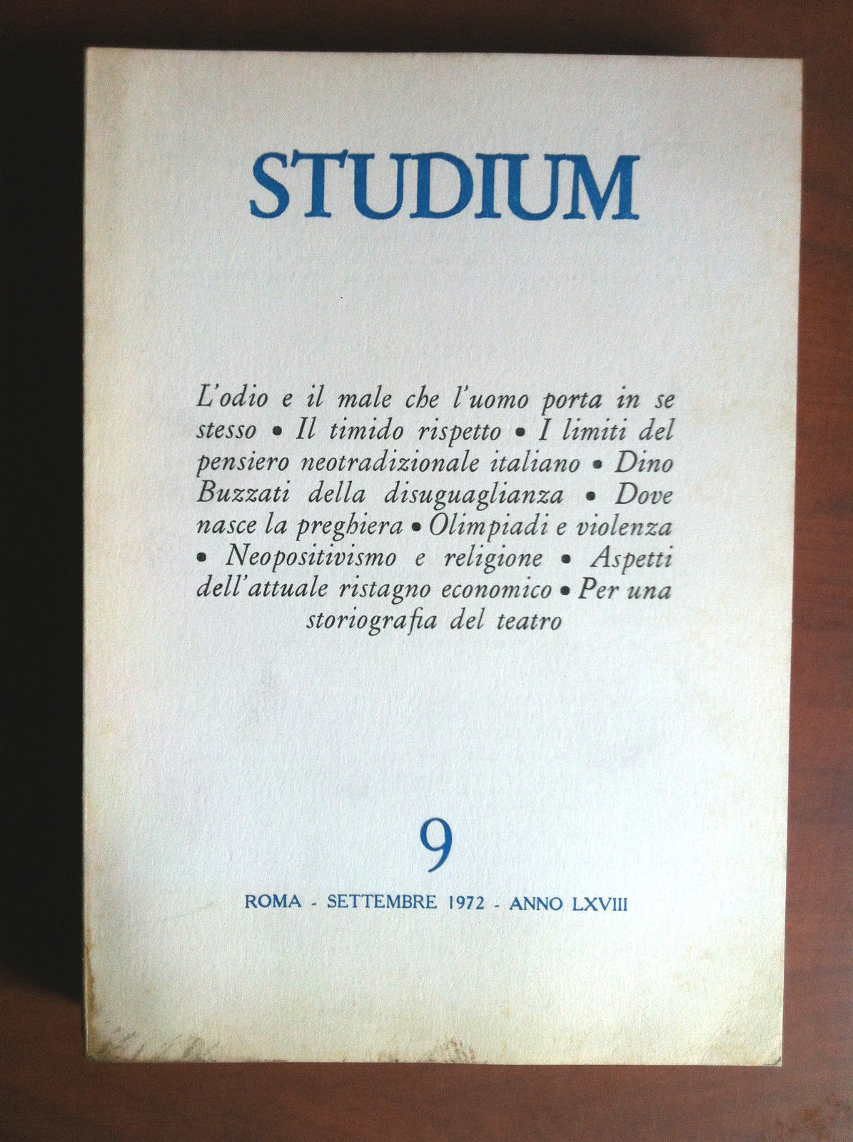Studium n^ 9 anno LXVIII Settembre 1972 - E13566