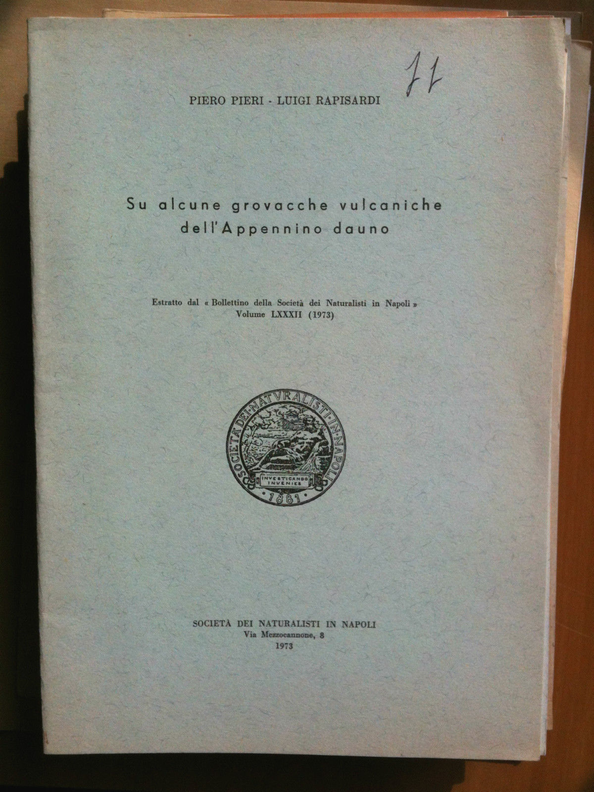 Su alcune grovacche vulcaniche dell'Appennino dauno 1973