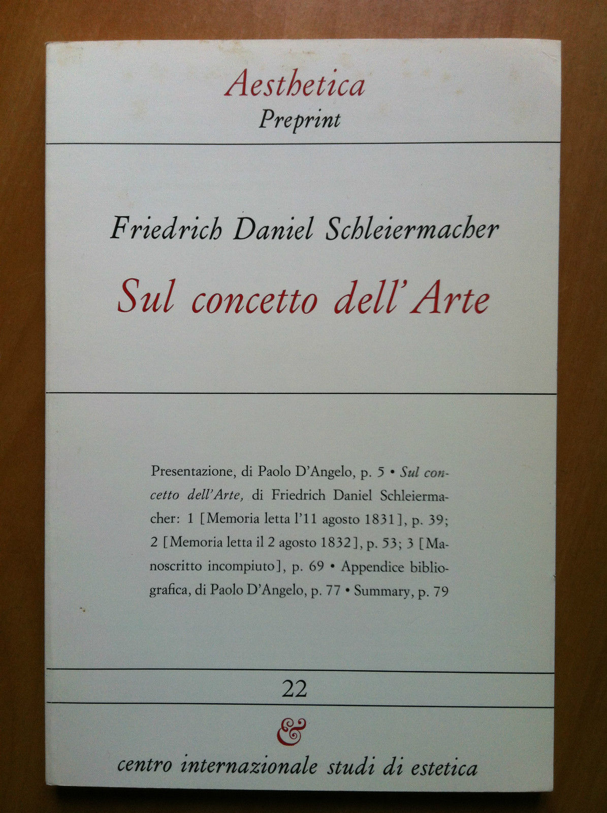 Sul concetto dell'Arte F. D. Schleiermacher Aesthetica n^ 22 - …