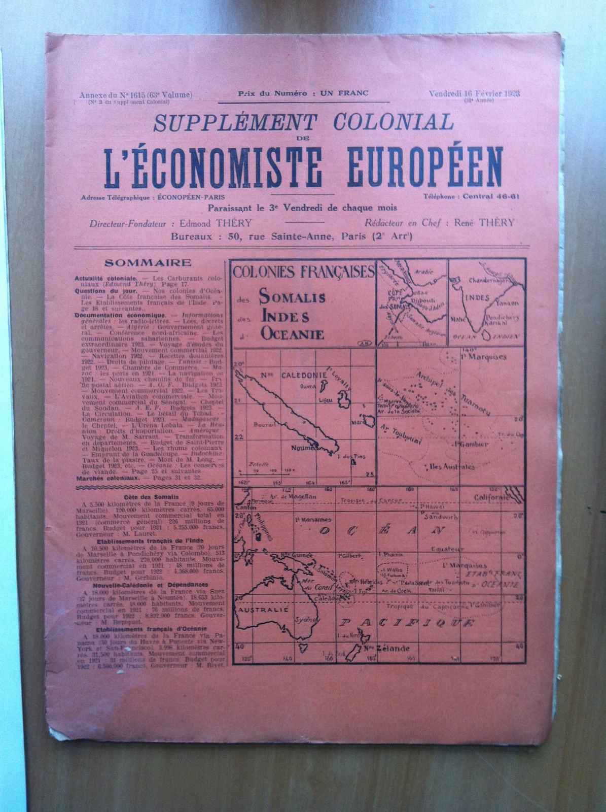 Supplément colonial de L'économiste européen n^ 1615 Février 1923 - …