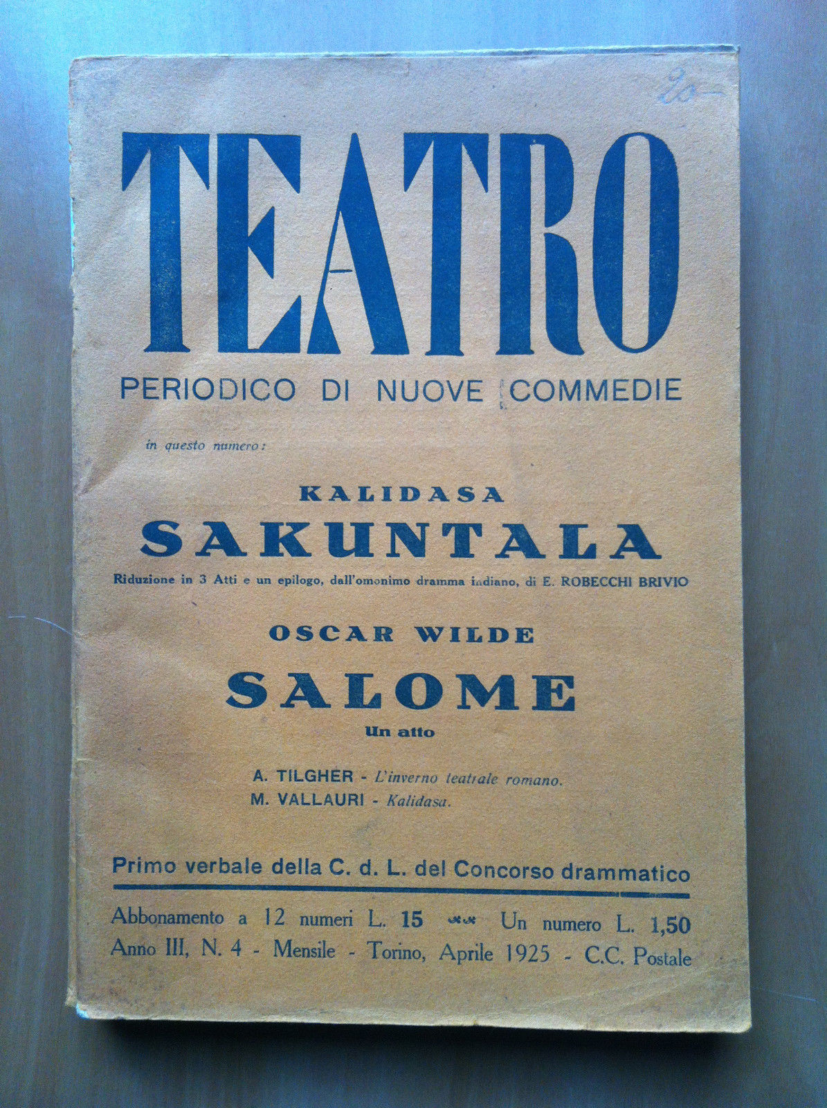 Teatro periodico di nuove commedie Anno III n^ 4 Aprile …