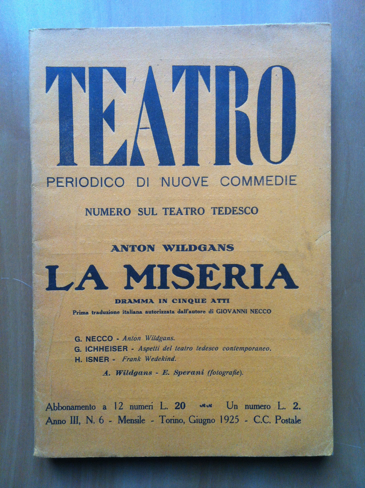 Teatro periodico di nuove commedie Anno III n^ 6 Giugno …