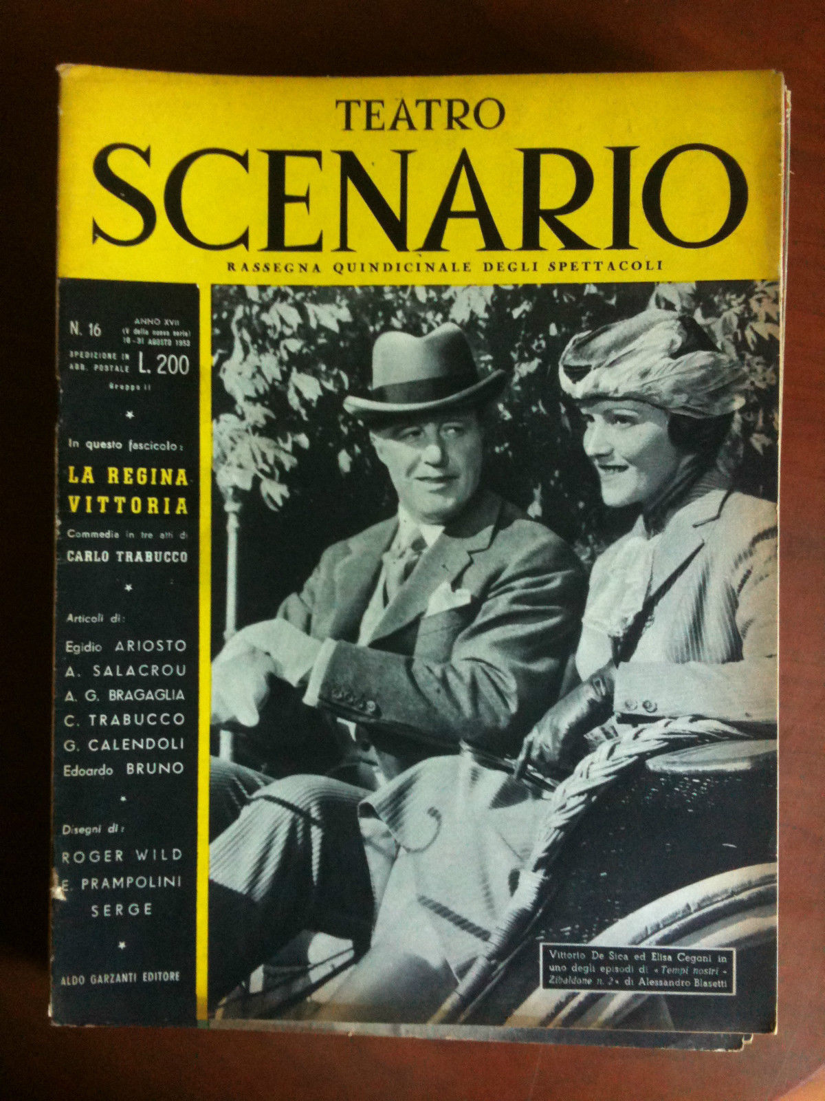 Teatro Scenario n^ 16 Anno XVII Agosto 1953 Cover Vittorio …