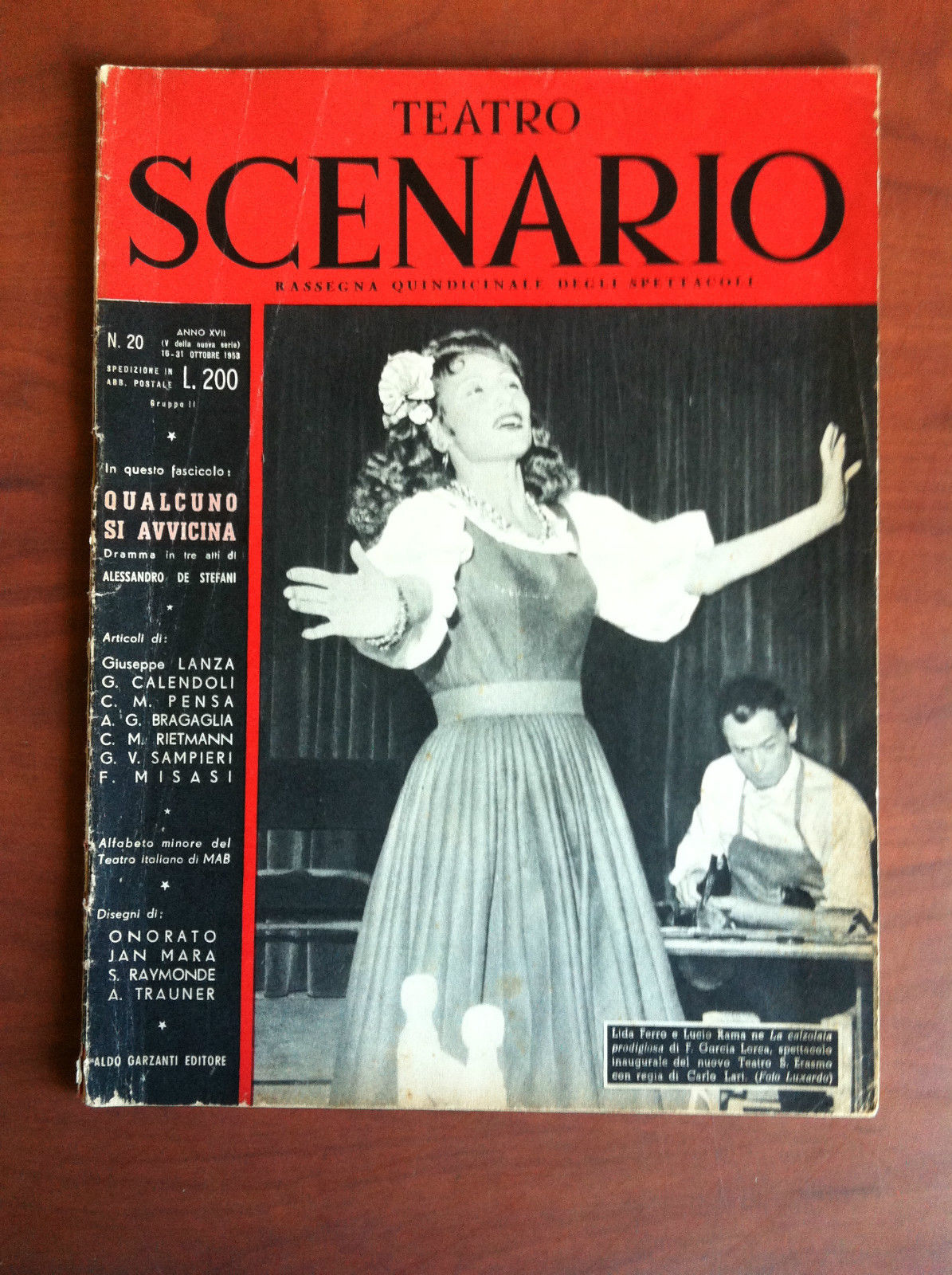 Teatro Scenario n^ 20 Anno XVII Otobre 1953 Cover Lida …